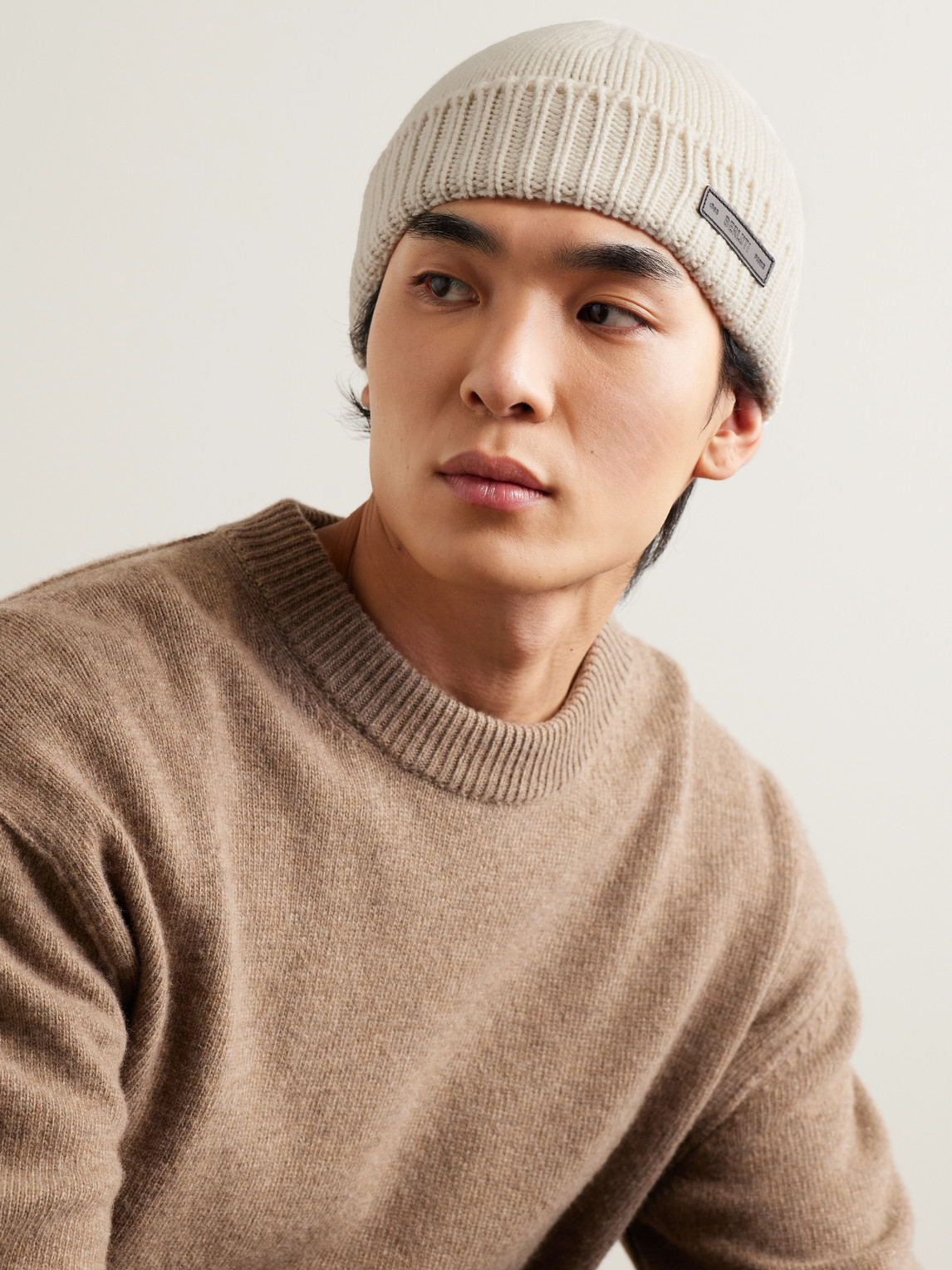 Shop Berluti Logo-appliquéd Ribbed Cashmere Beanie In Neutrals