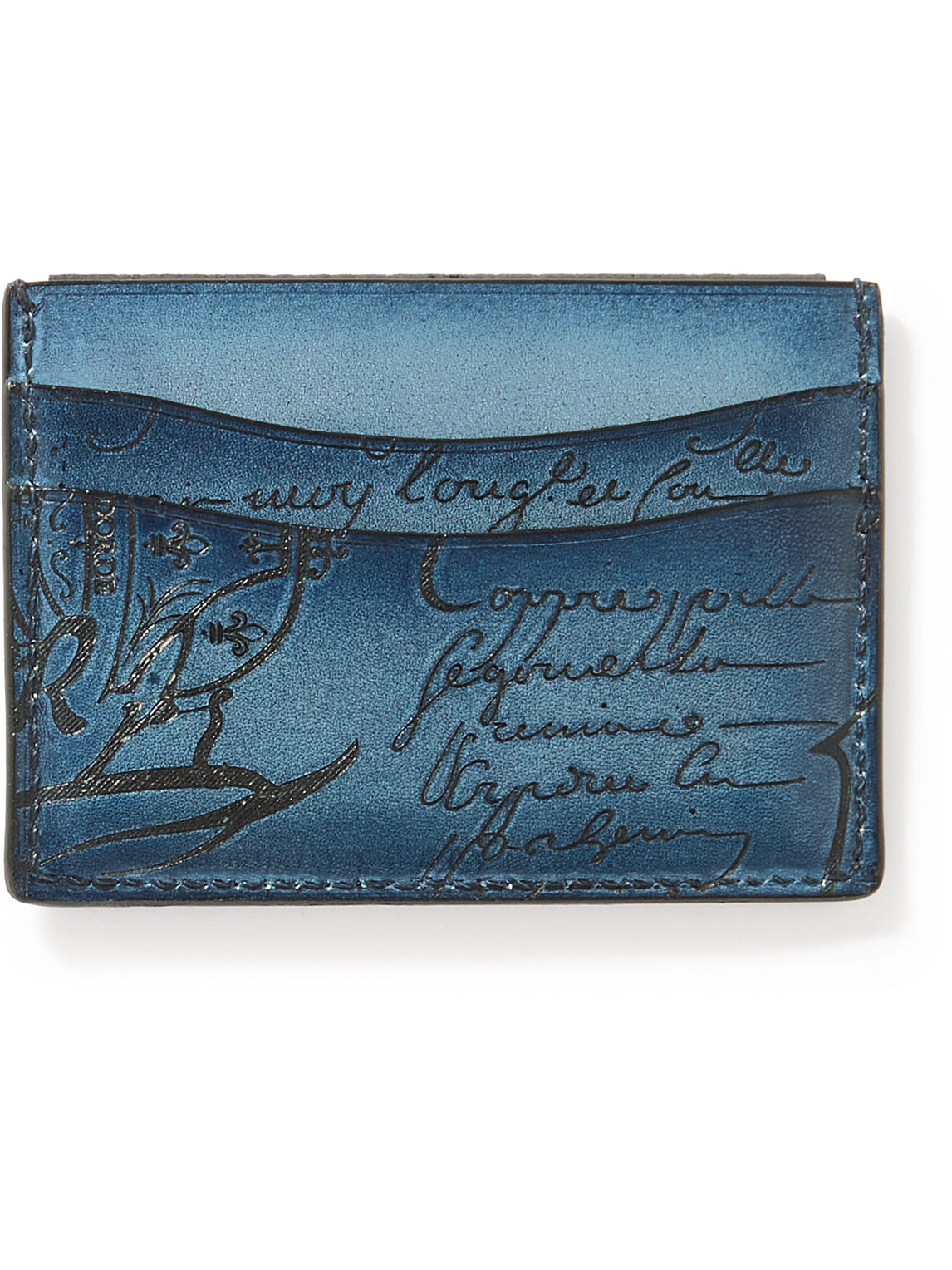 Berluti Bambou Neo Scritto Venezia Leather Cardholder In Blue