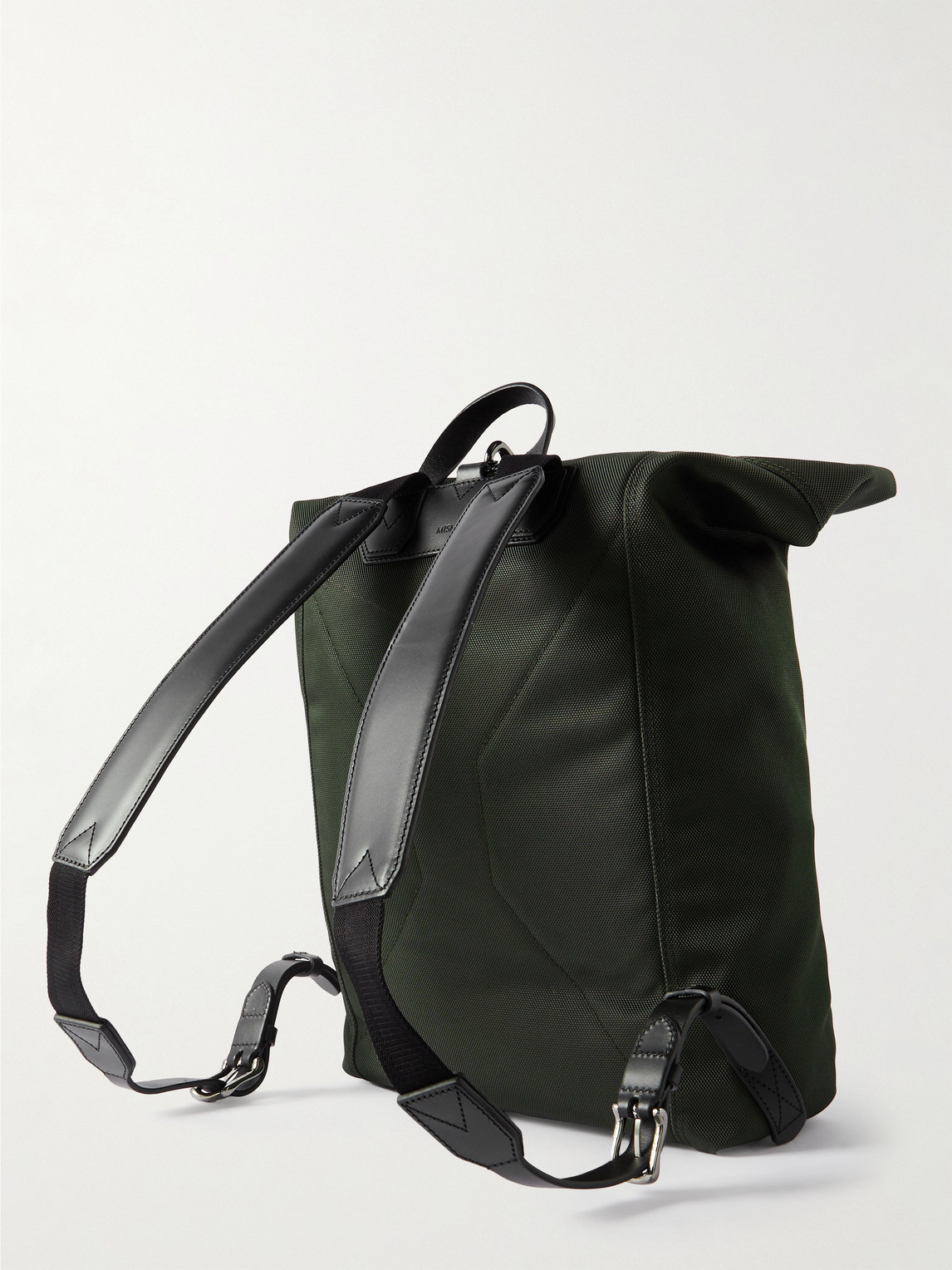 Shop Mismo M/s Escape Leather-trimmed Ballistic Nylon Backpack In Green