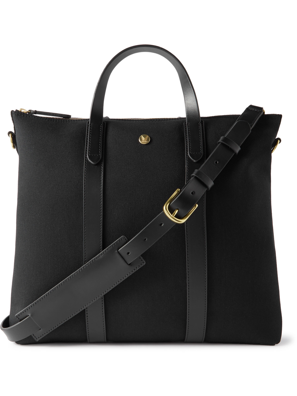 Mismo M/s Mate Leather-trimmed Canvas Tote Bag In Black