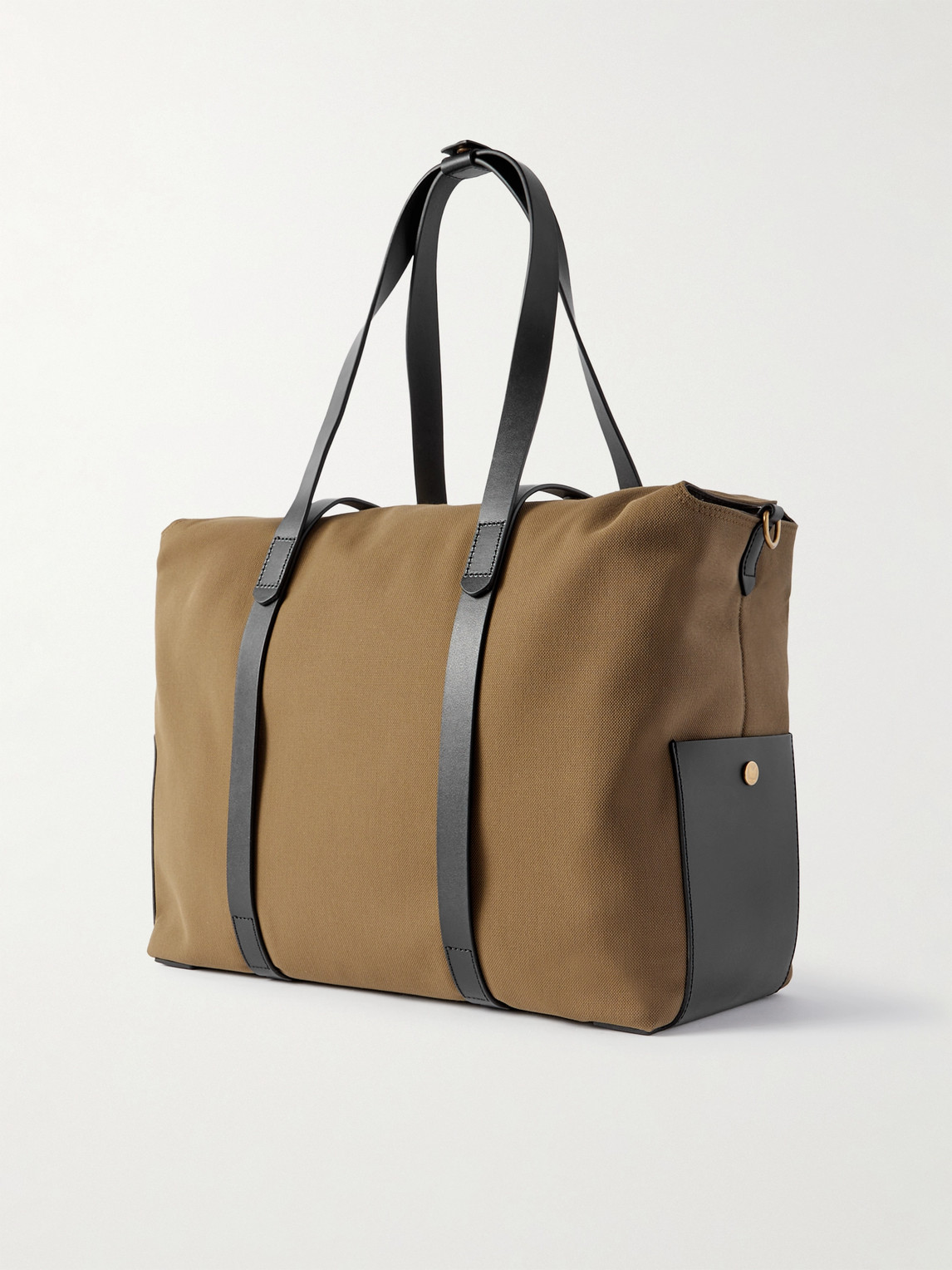 Shop Mismo M/s Mega Leather-trimmed Canvas Tote Bag In Brown