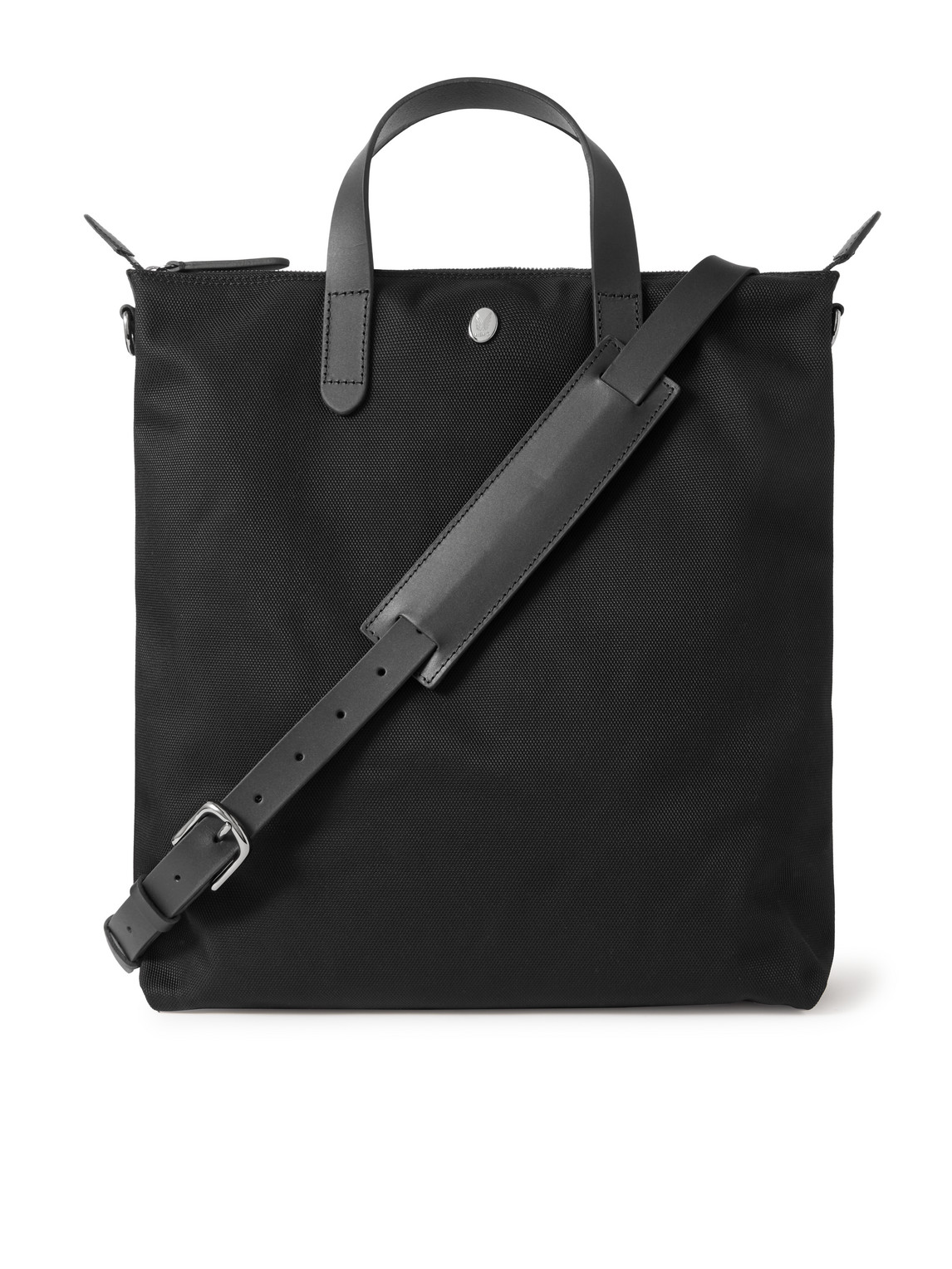 Mismo M/s Shopper Leather-trimmed Ballistic Nylon Tote Bag In Brown