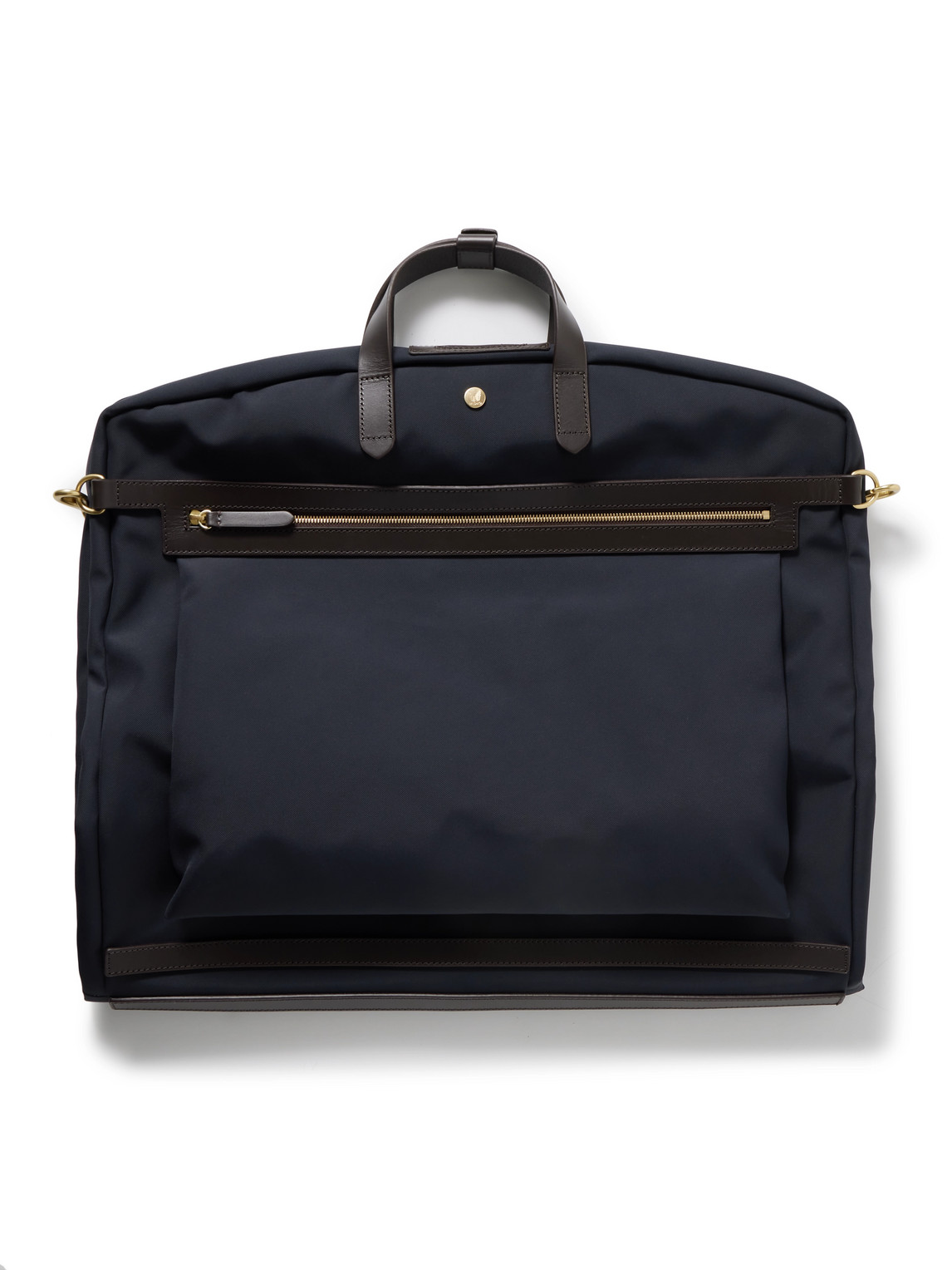 Mismo Leather-trimmed Recycled-shell Garment Bag In Blue