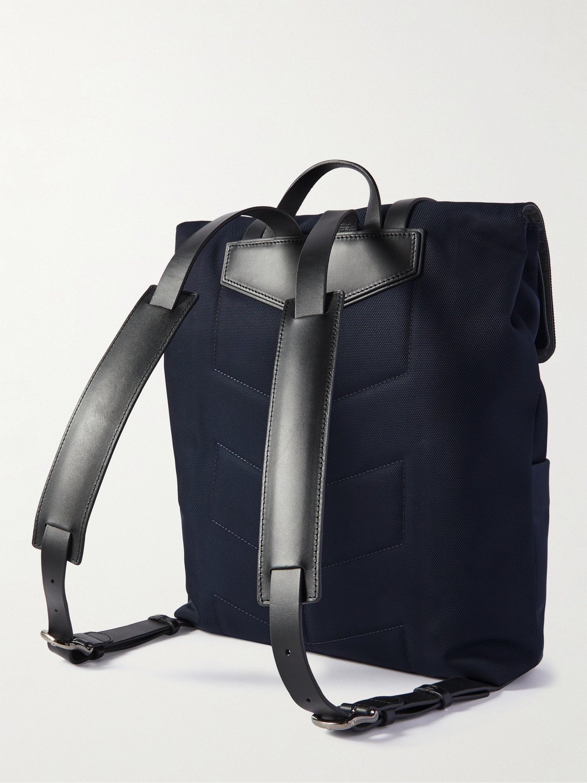 Shop Mismo M/s Leather-trimmed Ballistic Nylon Backpack In Blue