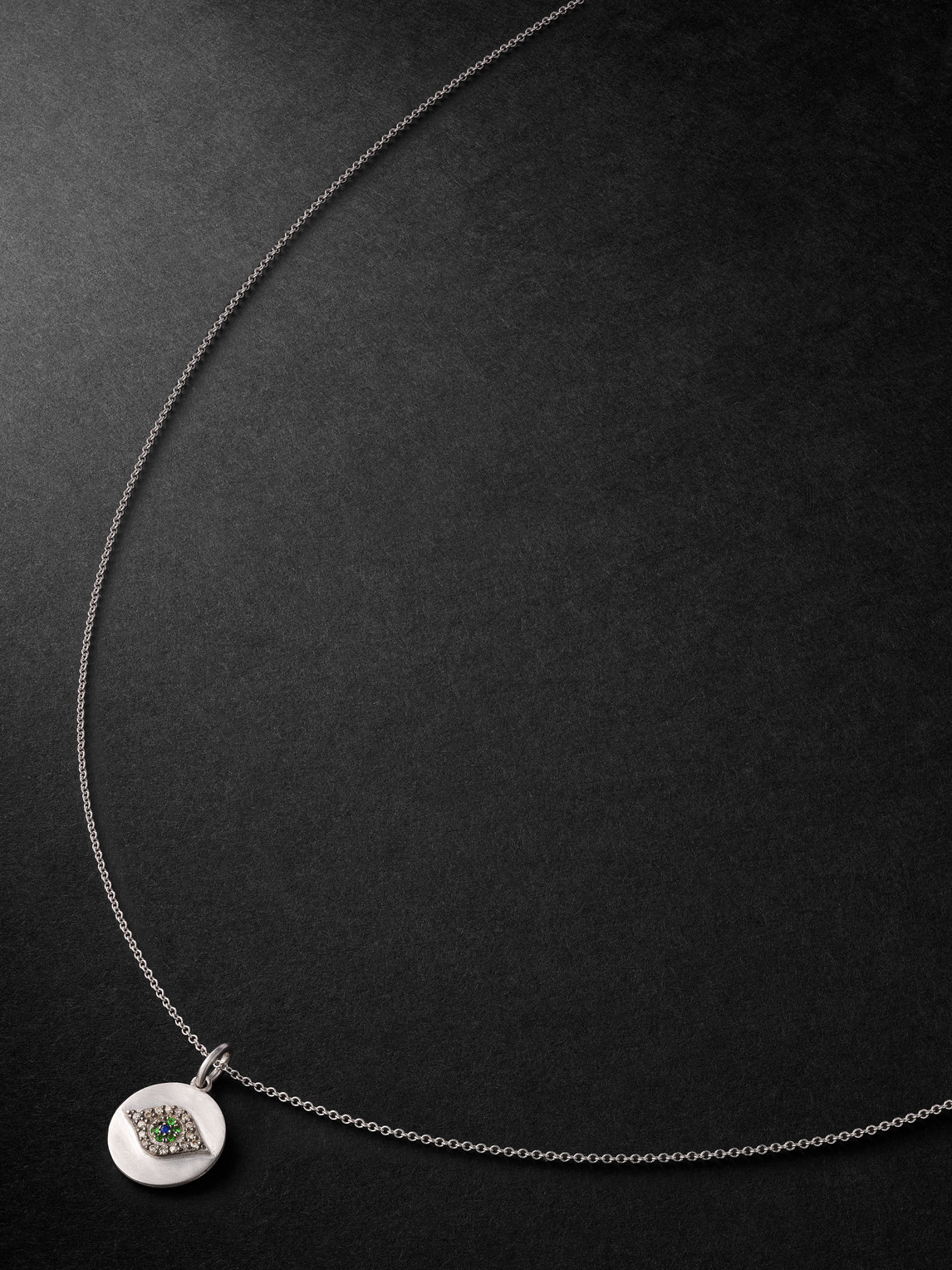 Ileana Makri Golden Eye Mini White Gold Multi-stone Pendant Necklace In Silver