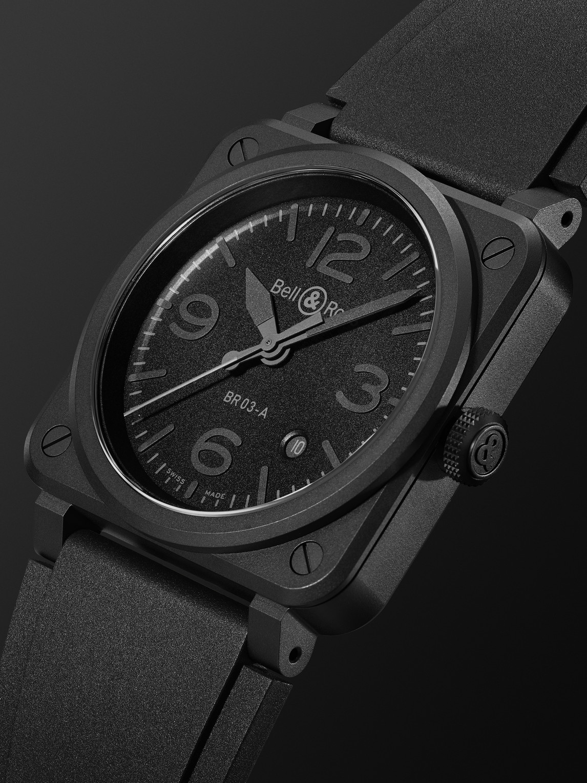  Bell & Ross - Br 03 Phantom Automatic 41mm Ceramic And Rubber Watch, Ref. No. Br03a-ph-ce/srb - Men - Black 