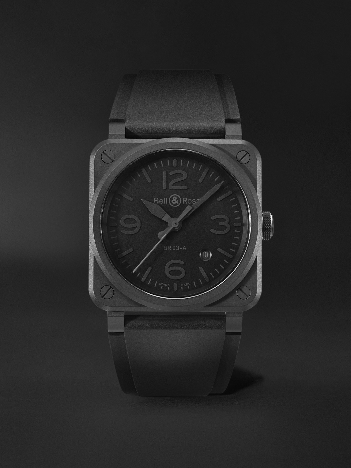 Bell & Ross BR 03 Phantom Automatic 41mm Ceramic and Rubber Watch, Ref. No. BR03A-PH-CE/SRB - Men