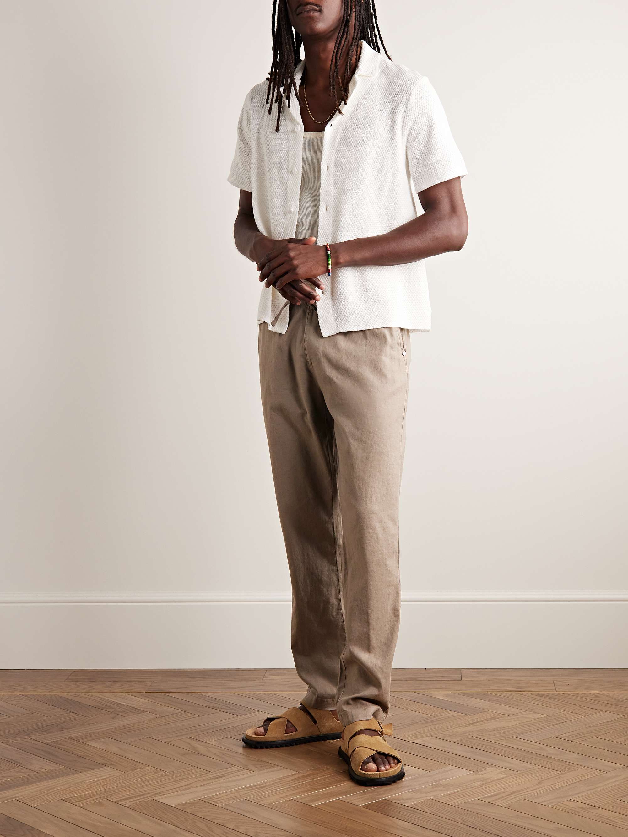 Linen blend drawstring pants sales