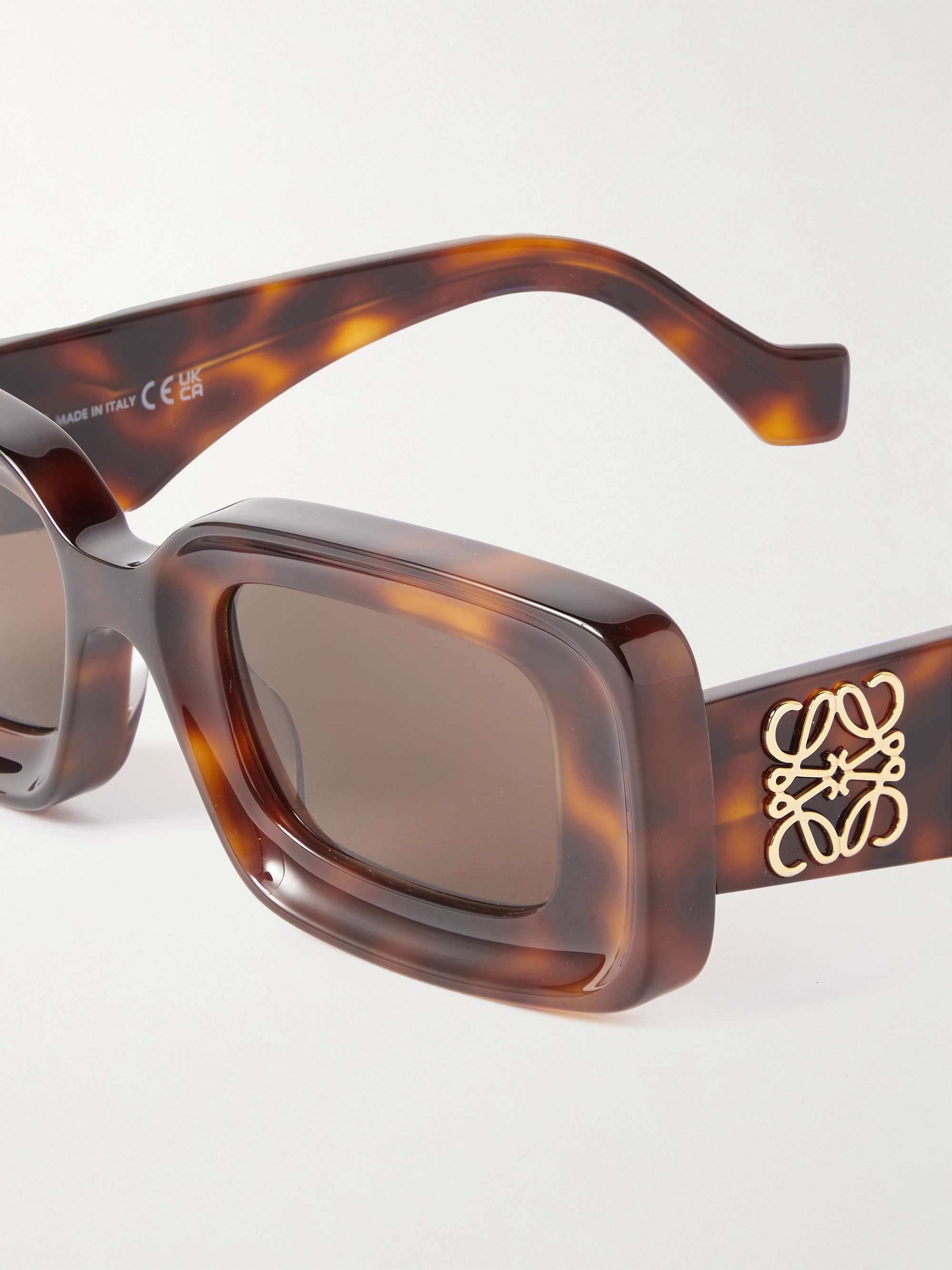 LOEWE Anagram Rectangular-Frame Tortoiseshell Acetate Sunglasses