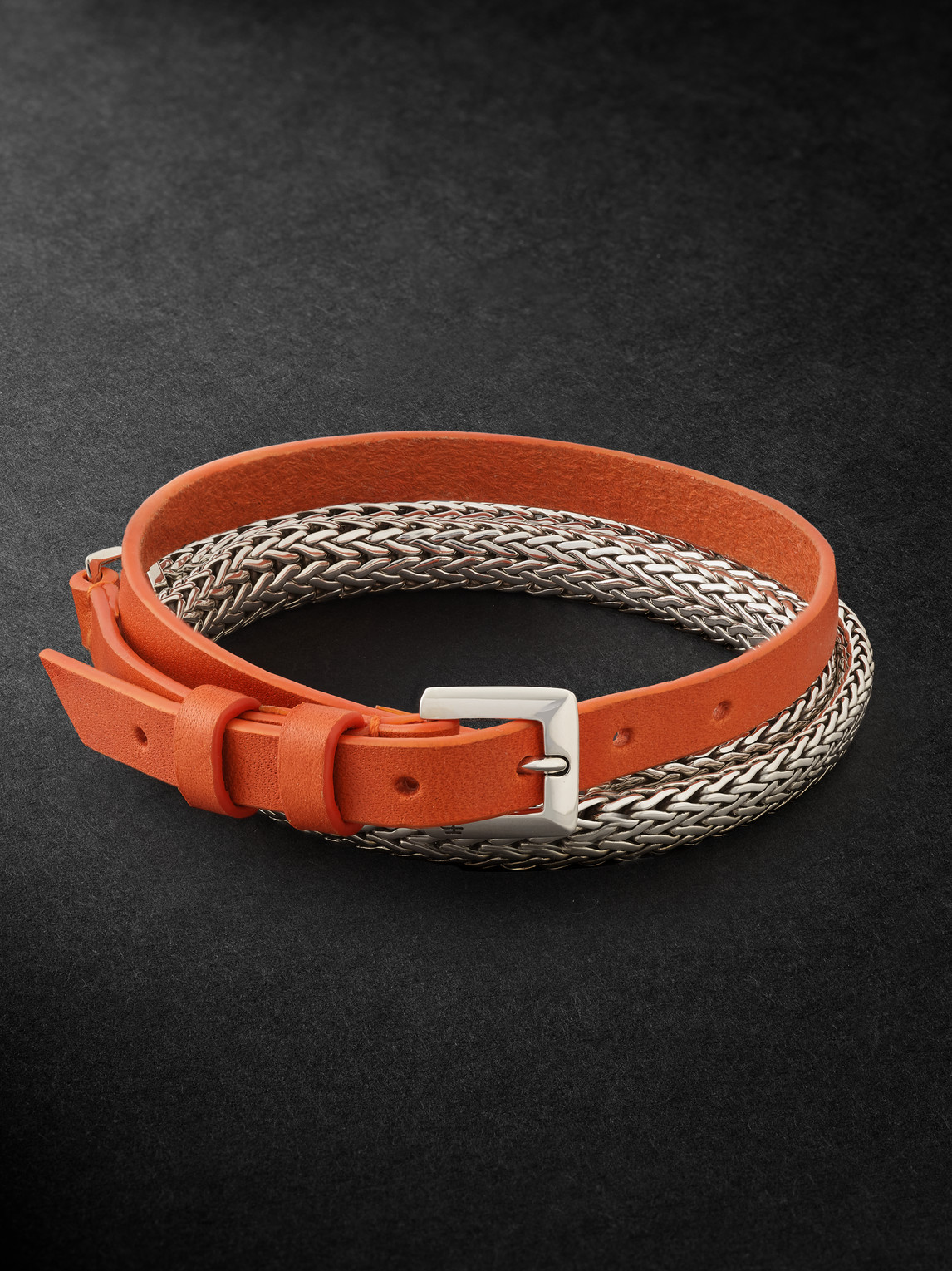 John Hardy Icon Silver and Leather Wrap Bracelet - Men