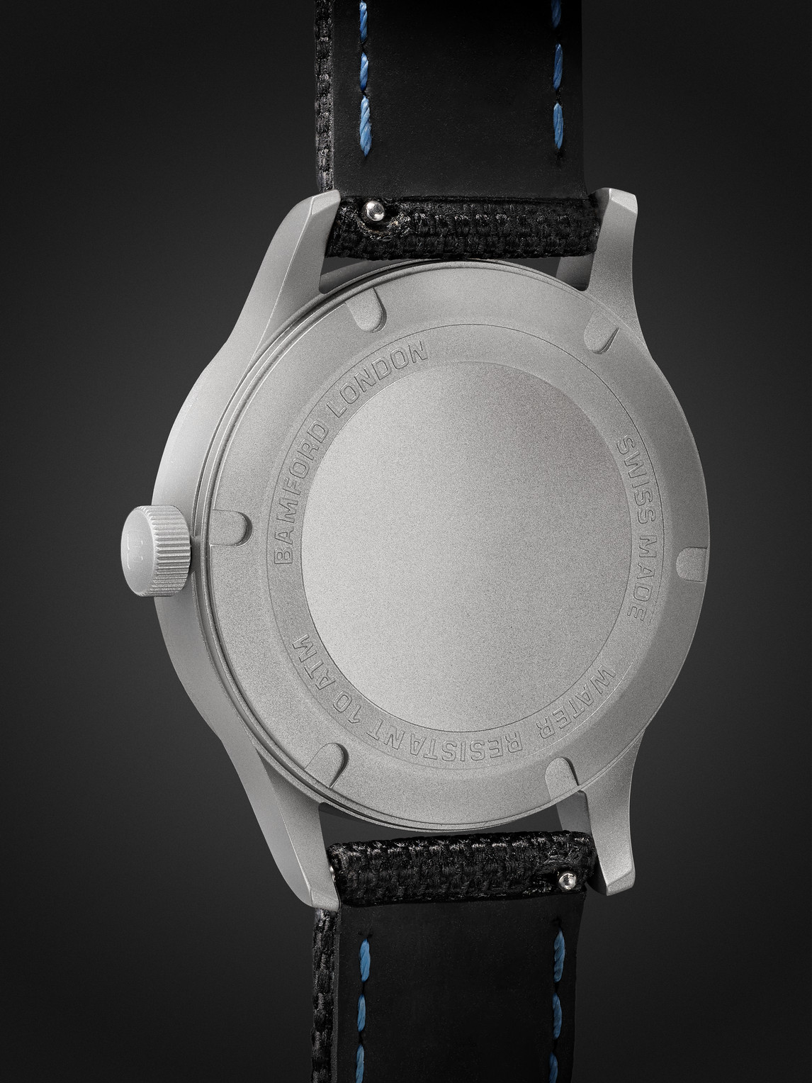 Shop Bamford Watch Department B80 Modern Automatic 39mm Titanium And Canvas Watch, Ref. No. B80-mod-blk-aqu In Black