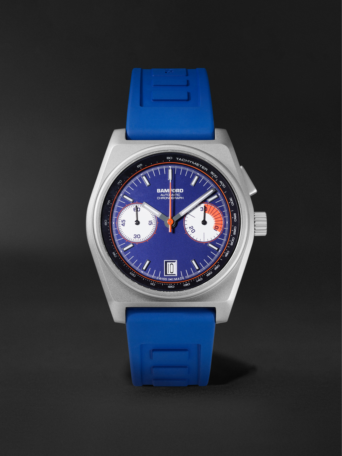 BAMFORD WATCH DEPARTMENT B347 Automatic Chronograph 41.5mm Titanium and Rubber Watch, Ref. No. B347-TT-NY-OR - Men