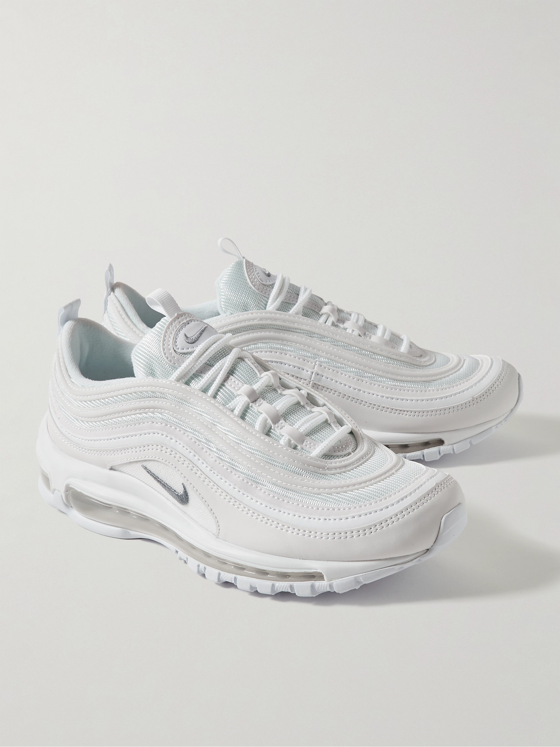 Shop Nike Air Max 97 Mesh And Leather Sneakers In White