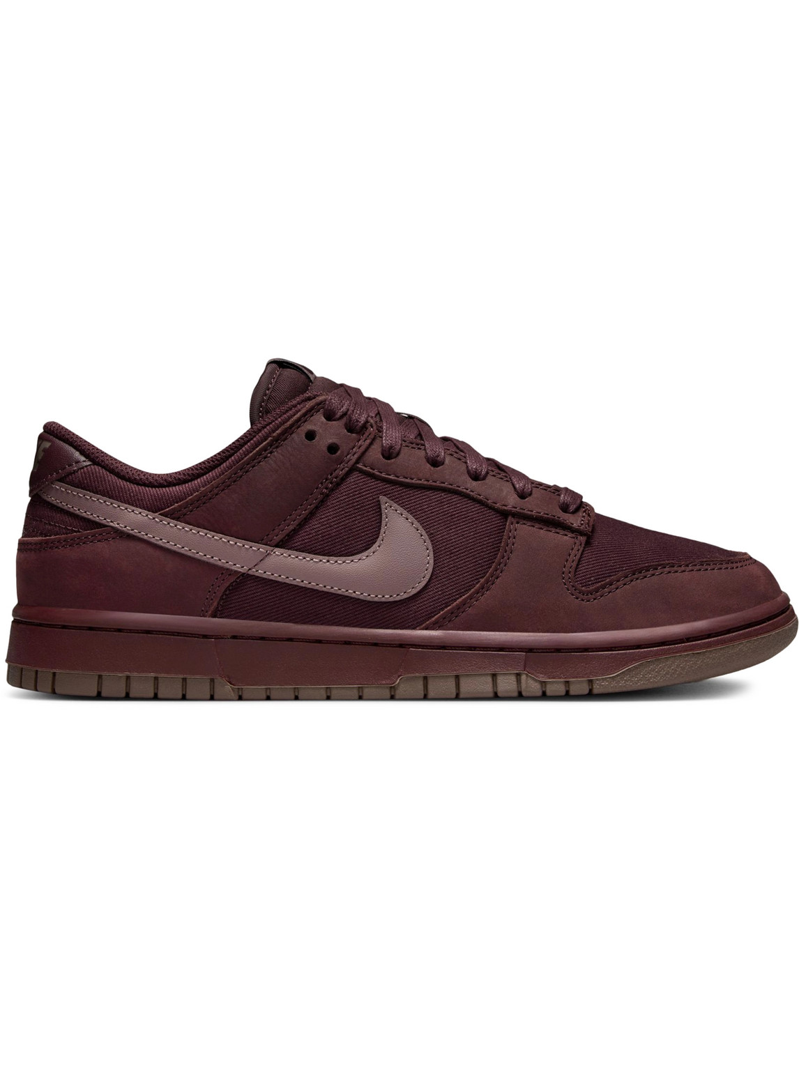 Nike Dunk Low Retro Prm Nbhd Suede-trimmed Canvas Sneakers In Burgundy