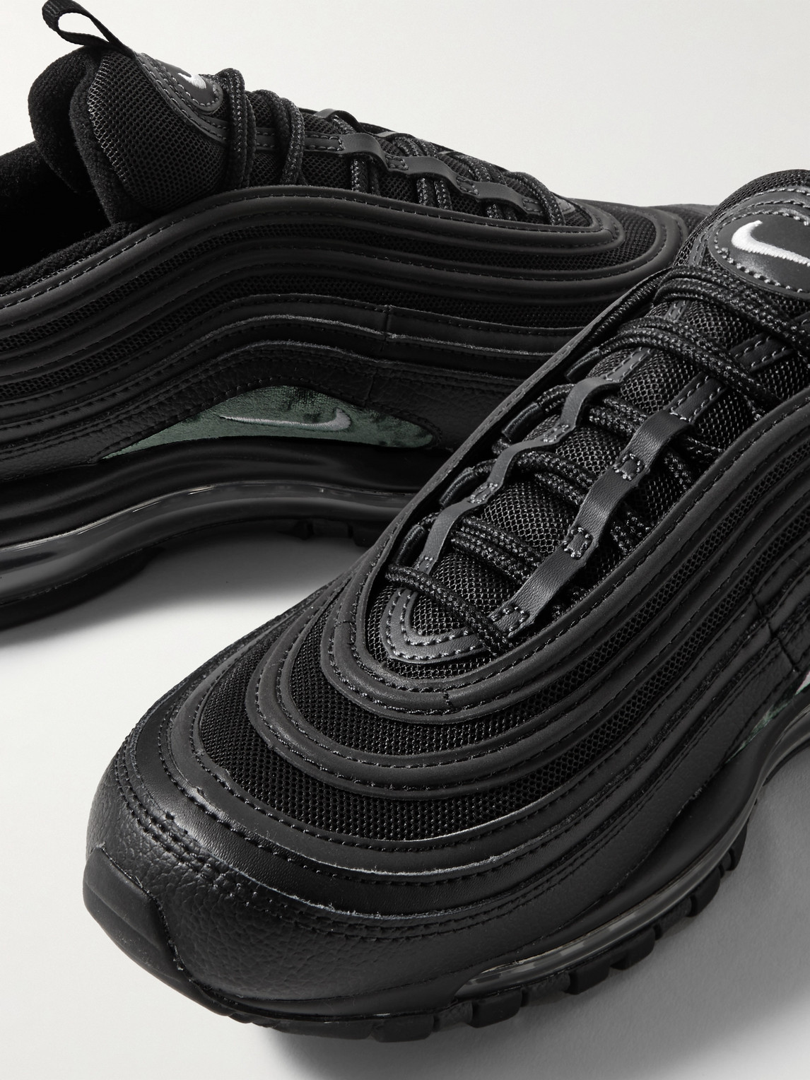 Shop Nike Air Max 97 Mesh And Leather Sneakers In Black