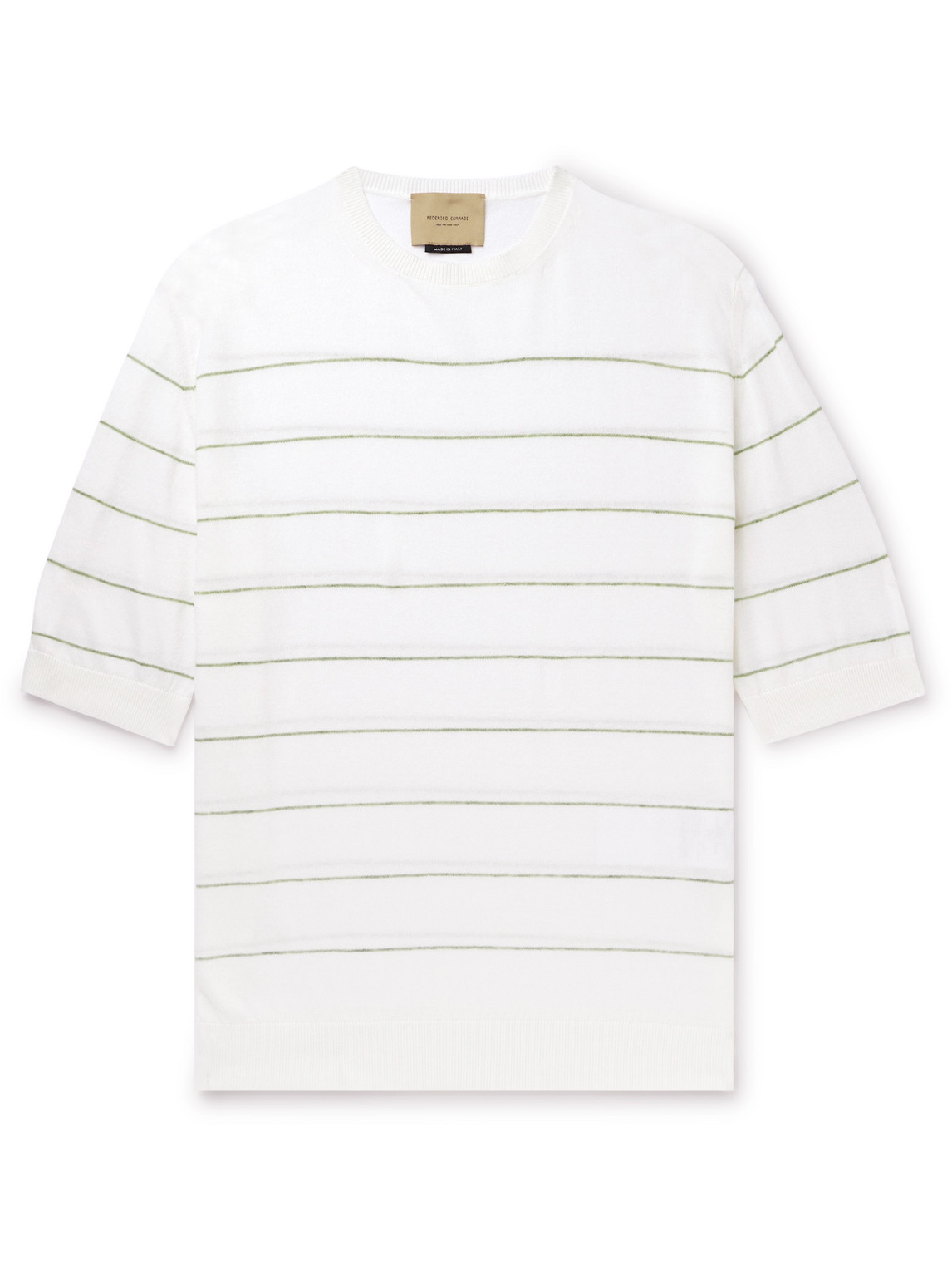 Linen-Trimmed Striped Cotton T-Shirt