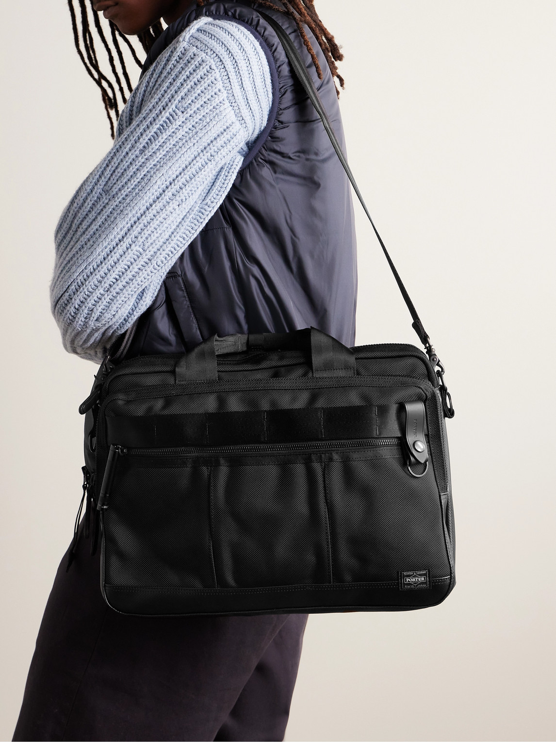 Porter-Yoshida and Co Heat 2Way Leather-Trimmed Nylon Briefcase