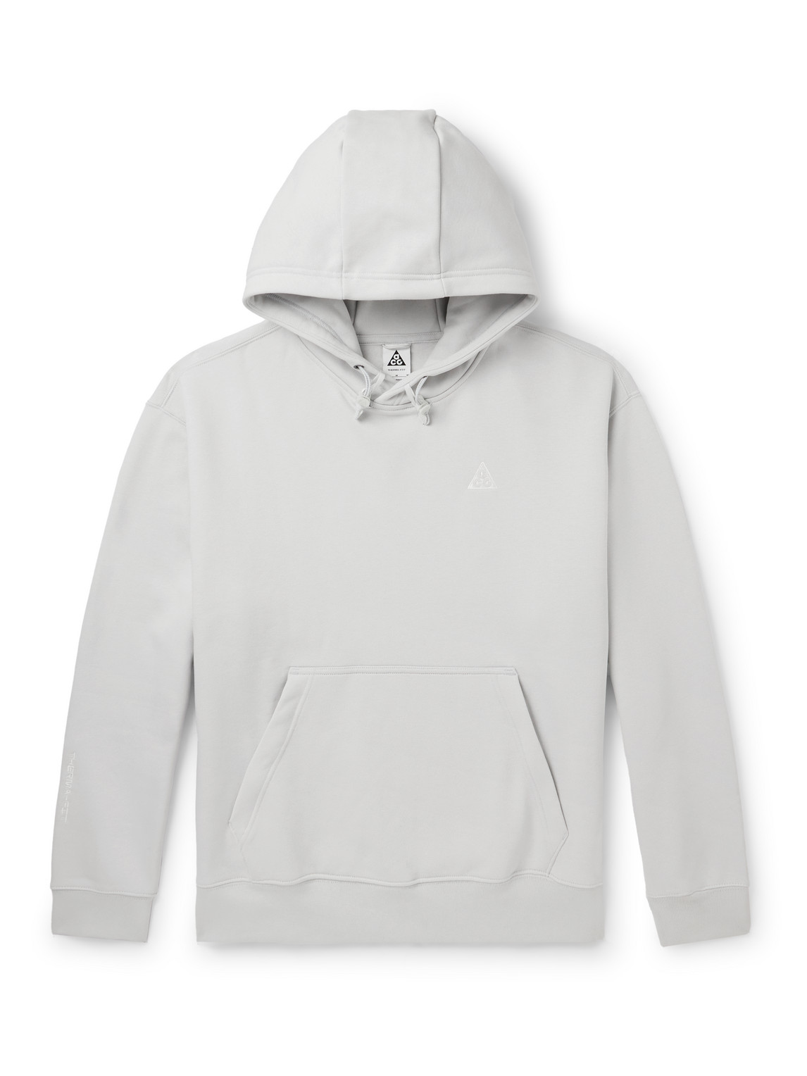 Nike Acg Tuff Logo-embroidered Therma-fit Cotton-blend Jersey Hoodie In White