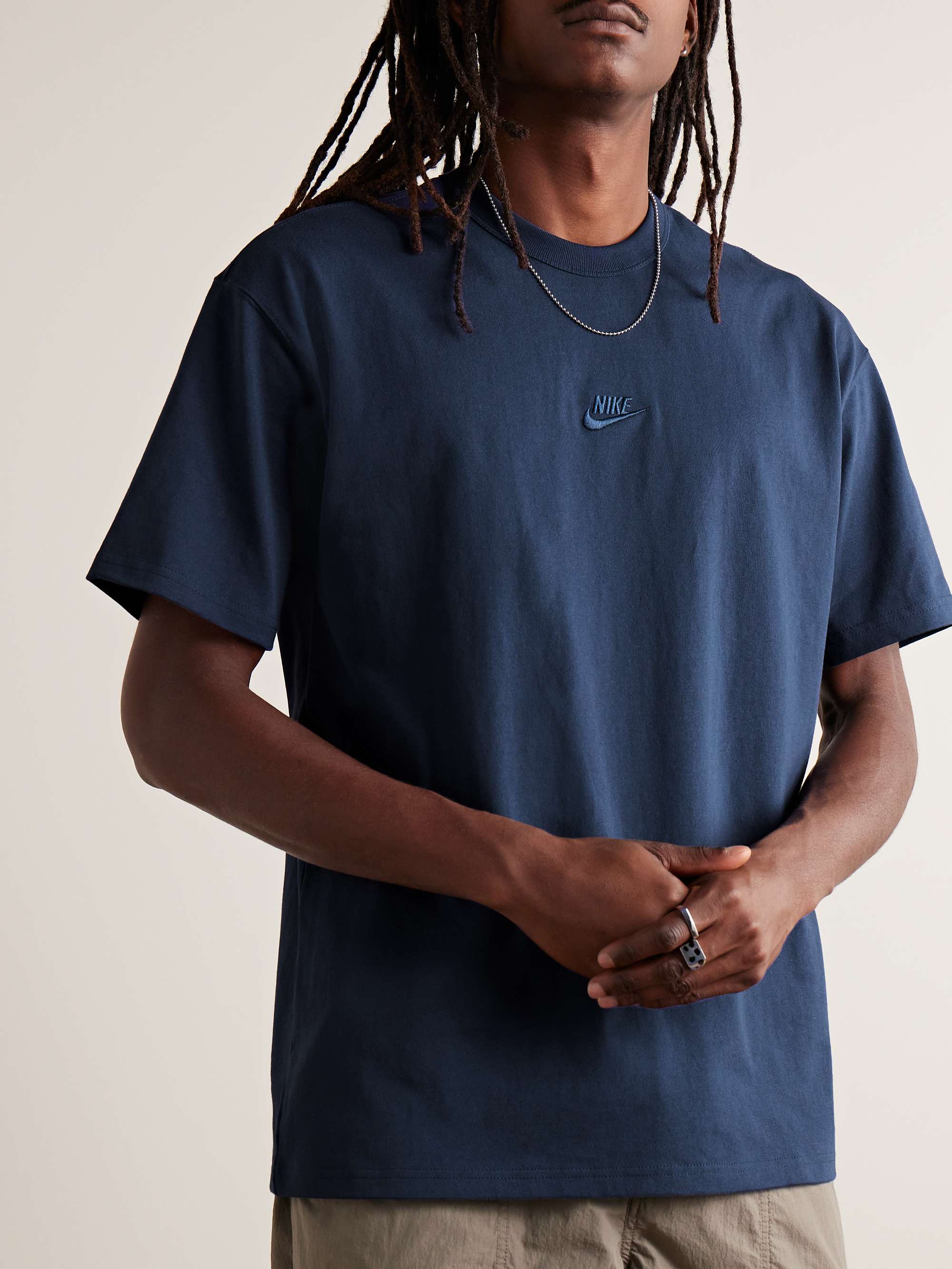 NIKE Sportswear Premium Essentials Logo-Embroidered Cotton-Jersey T-Shirt