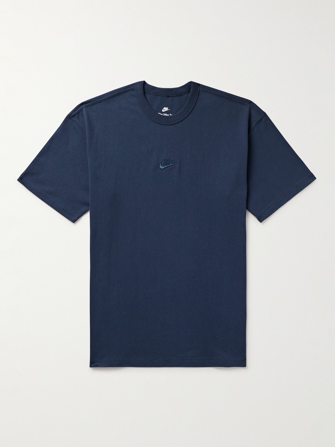 Nike Sportswear Premium Essentials Logo-embroidered Cotton-jersey T-shirt In Blue