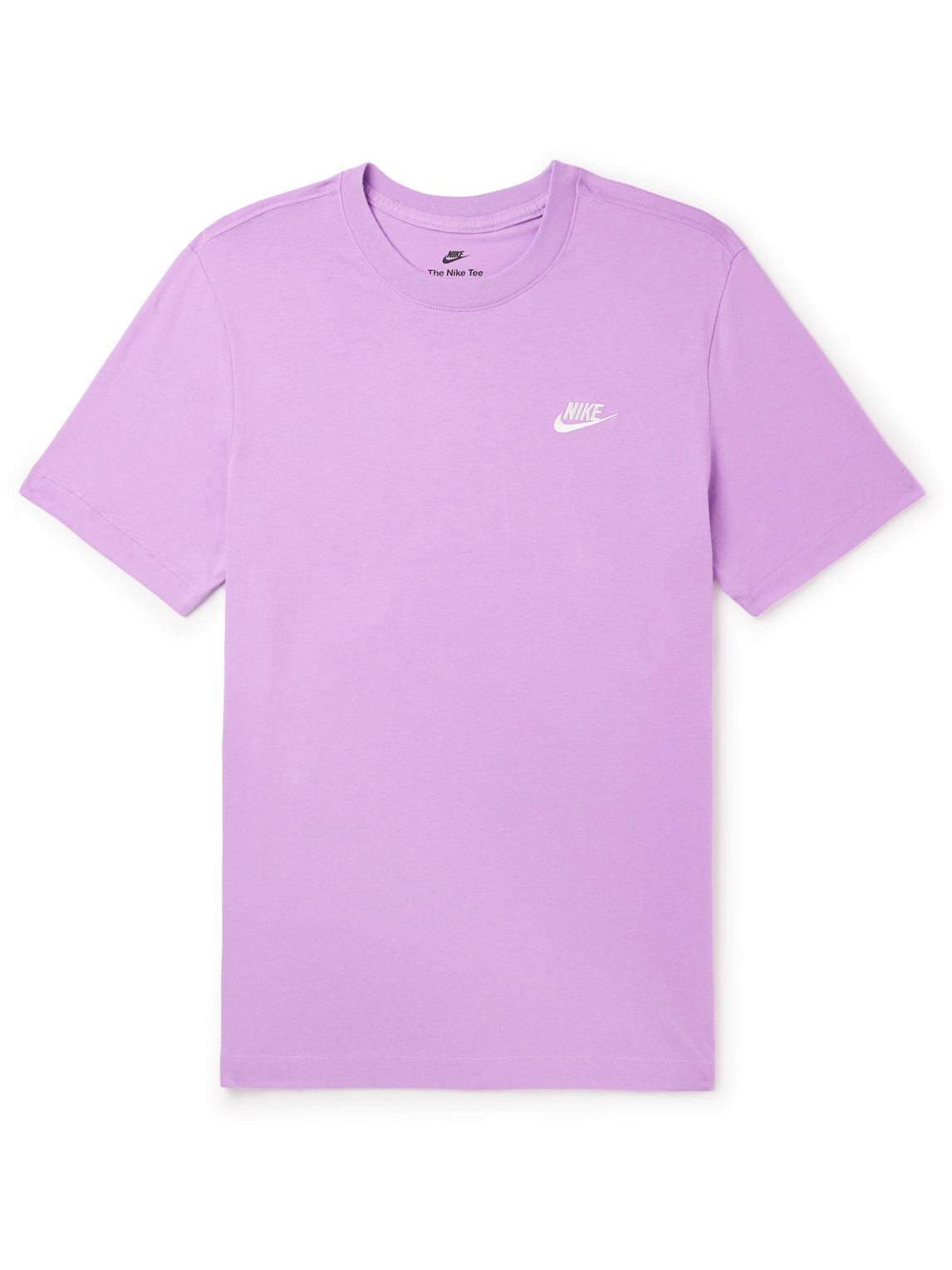 Nike Sportswear Club Logo-embroidered Cotton-jersey T-shirt In Purple
