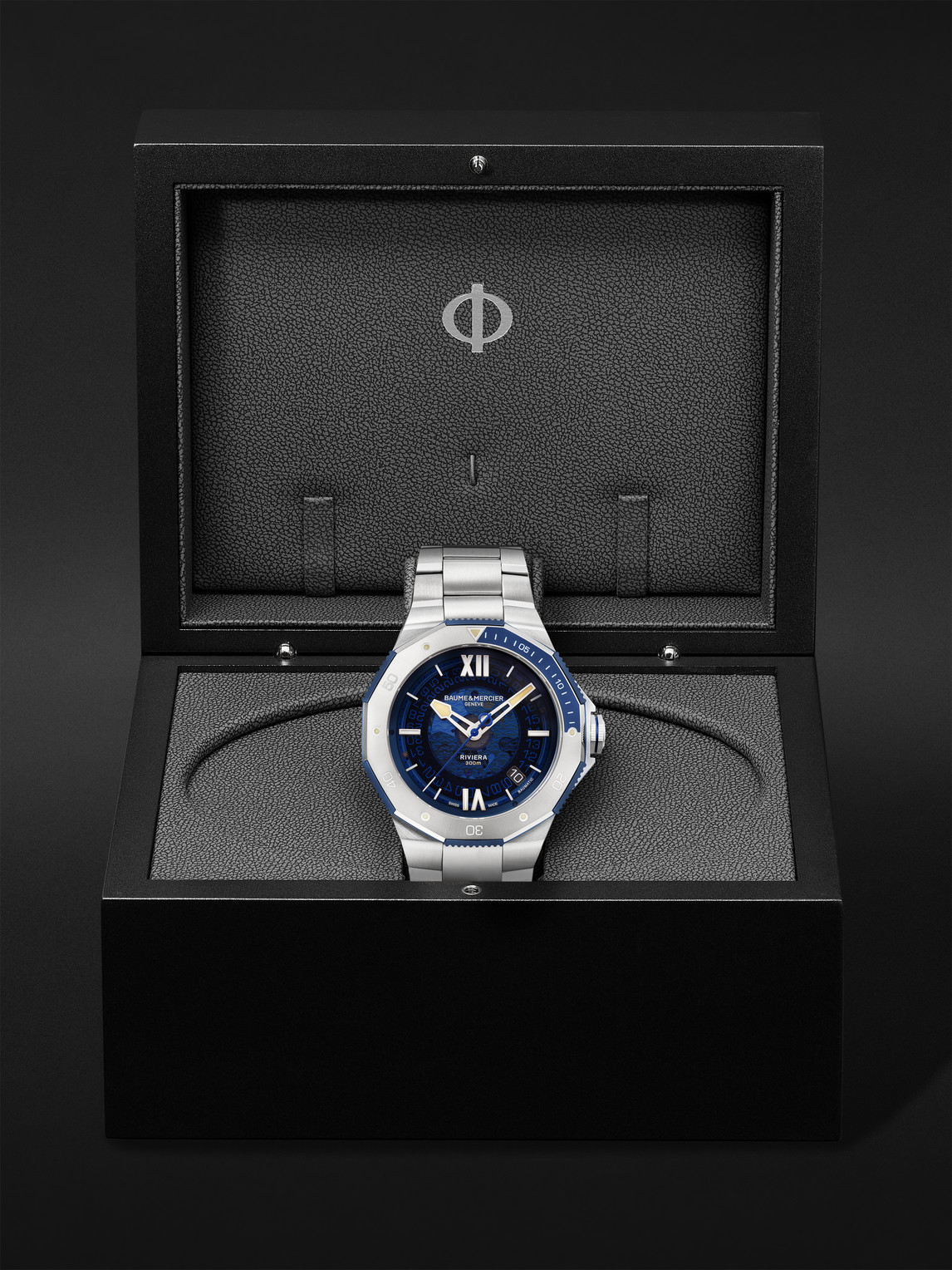 Shop Baume & Mercier Riviera 50th Anniversary Automatic 42mm Stainless Steel Watch, Ref. No. 10747 In Blue