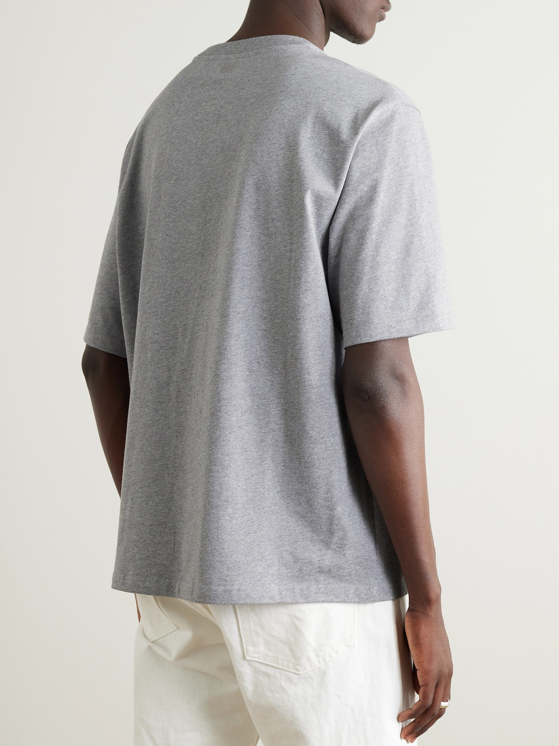 Ami Alexandre Mattiussi Logo Heavy Cotton T-shirt In Gray