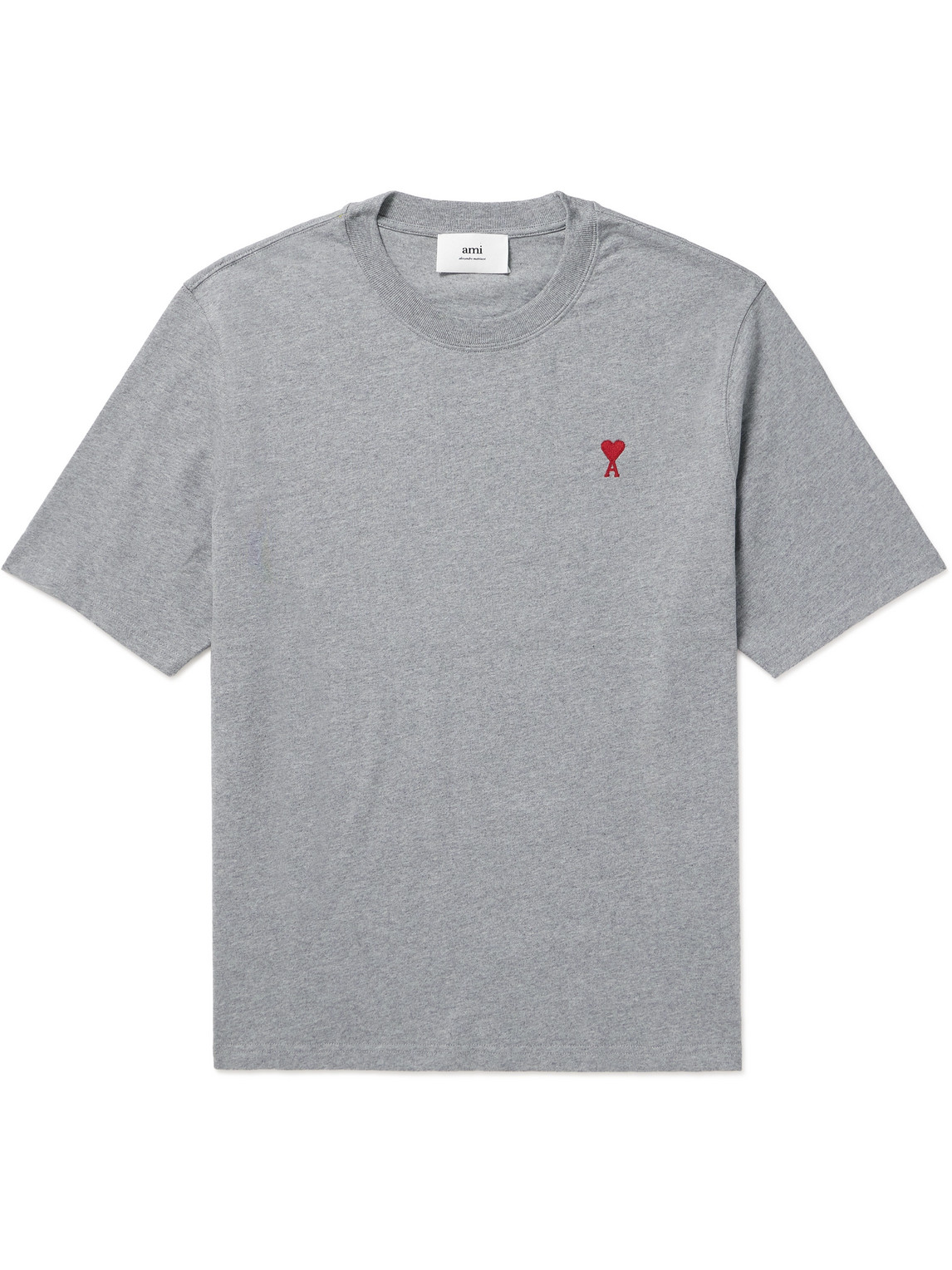 Ami Alexandre Mattiussi Logo-embroidered Cotton-jersey T-shirt In Gray