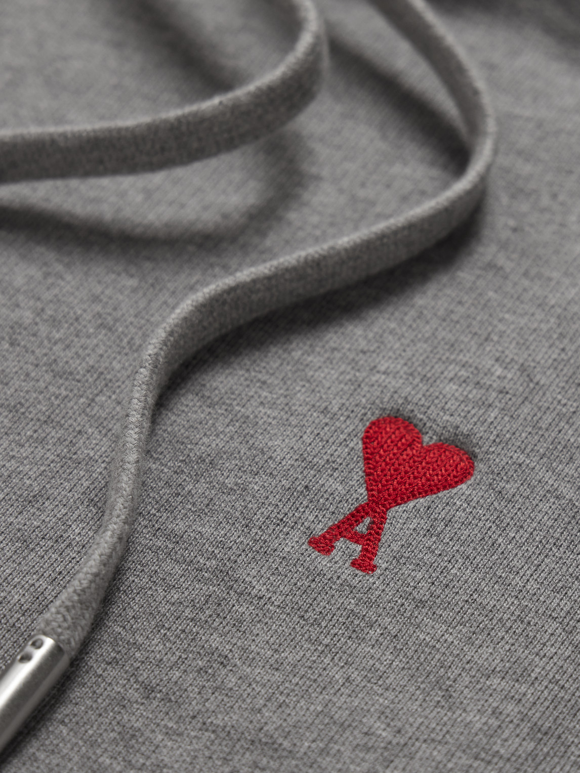 Shop Ami Alexandre Mattiussi Logo-embroidered Cotton-jersey Hoodie In Gray