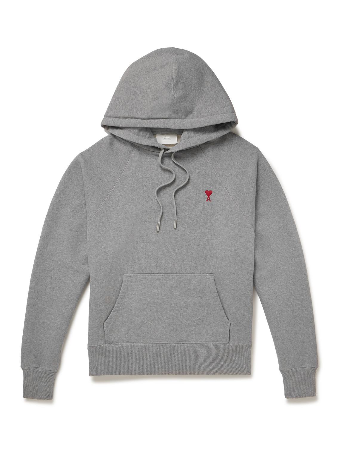 AMI ALEXANDRE MATTIUSSI LOGO-EMBROIDERED COTTON-JERSEY HOODIE