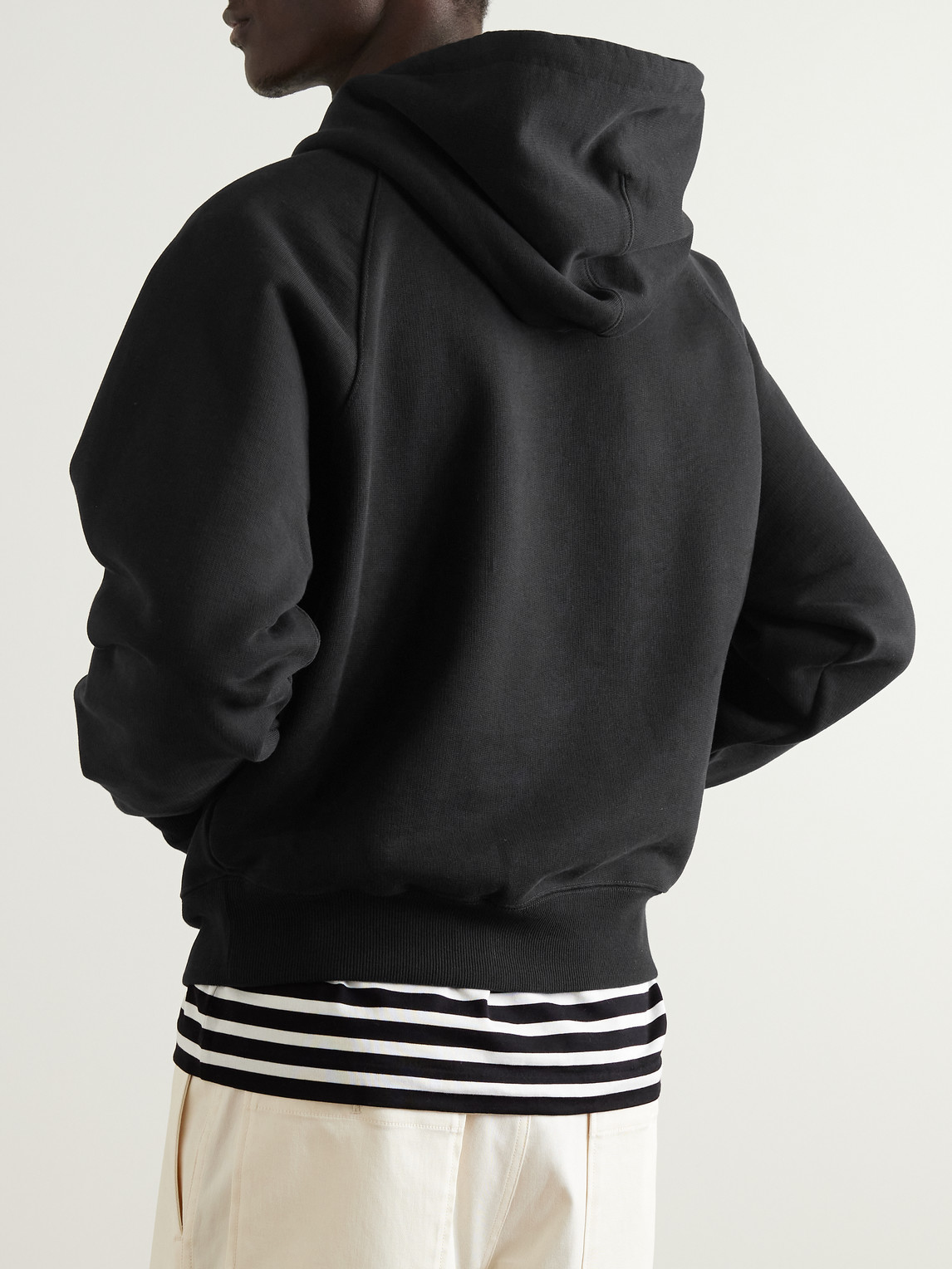 Shop Ami Alexandre Mattiussi Logo-embroidered Cotton-jersey Hoodie In Black