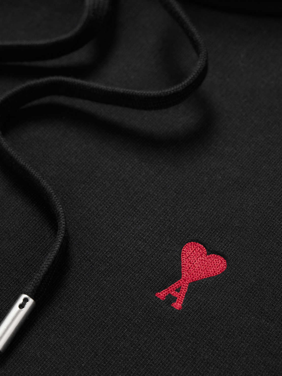 Shop Ami Alexandre Mattiussi Logo-embroidered Cotton-jersey Hoodie In Black