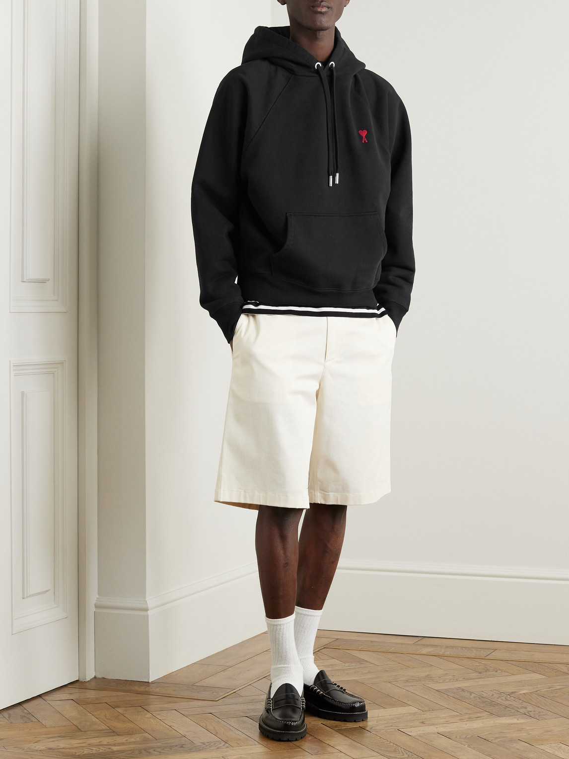 Ami Alexandre Mattiussi Hoodie Sweatshirt With Red Ami De Coeur Patch In Black