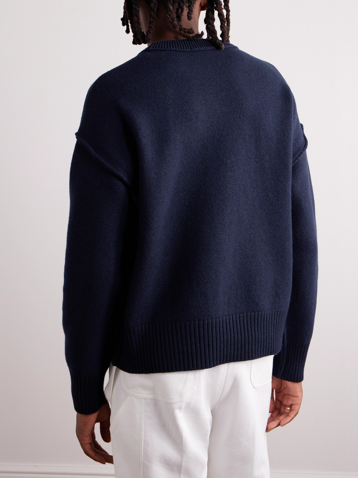 Ami Alexandre Mattiussi Adc Logo-intarsia Wool Sweater In Blue