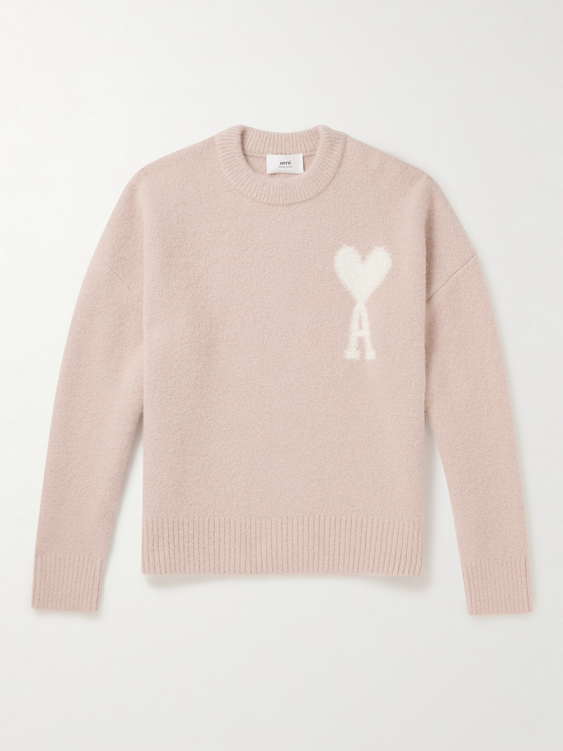Ami Alexandre Mattiussi Adc Logo-jacquard Alpaca-blend Sweater In Pink
