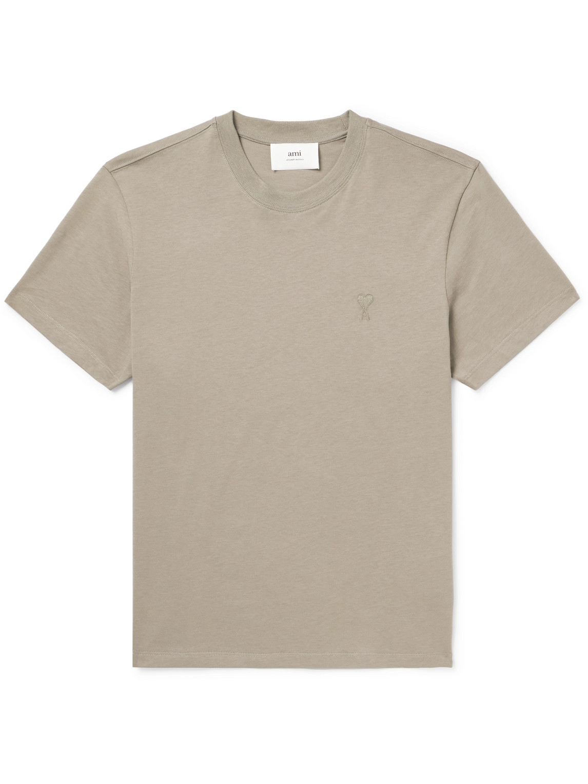 Ami Alexandre Mattiussi Adc Logo-embroidered Organic Cotton-jersey T-shirt In Brown