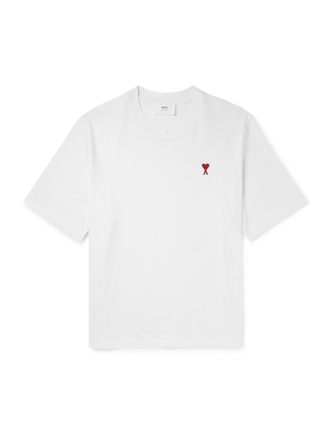 Ami Alexandre Mattiussi Logo-embroidered Organic Cotton-jersey T-shirt In White