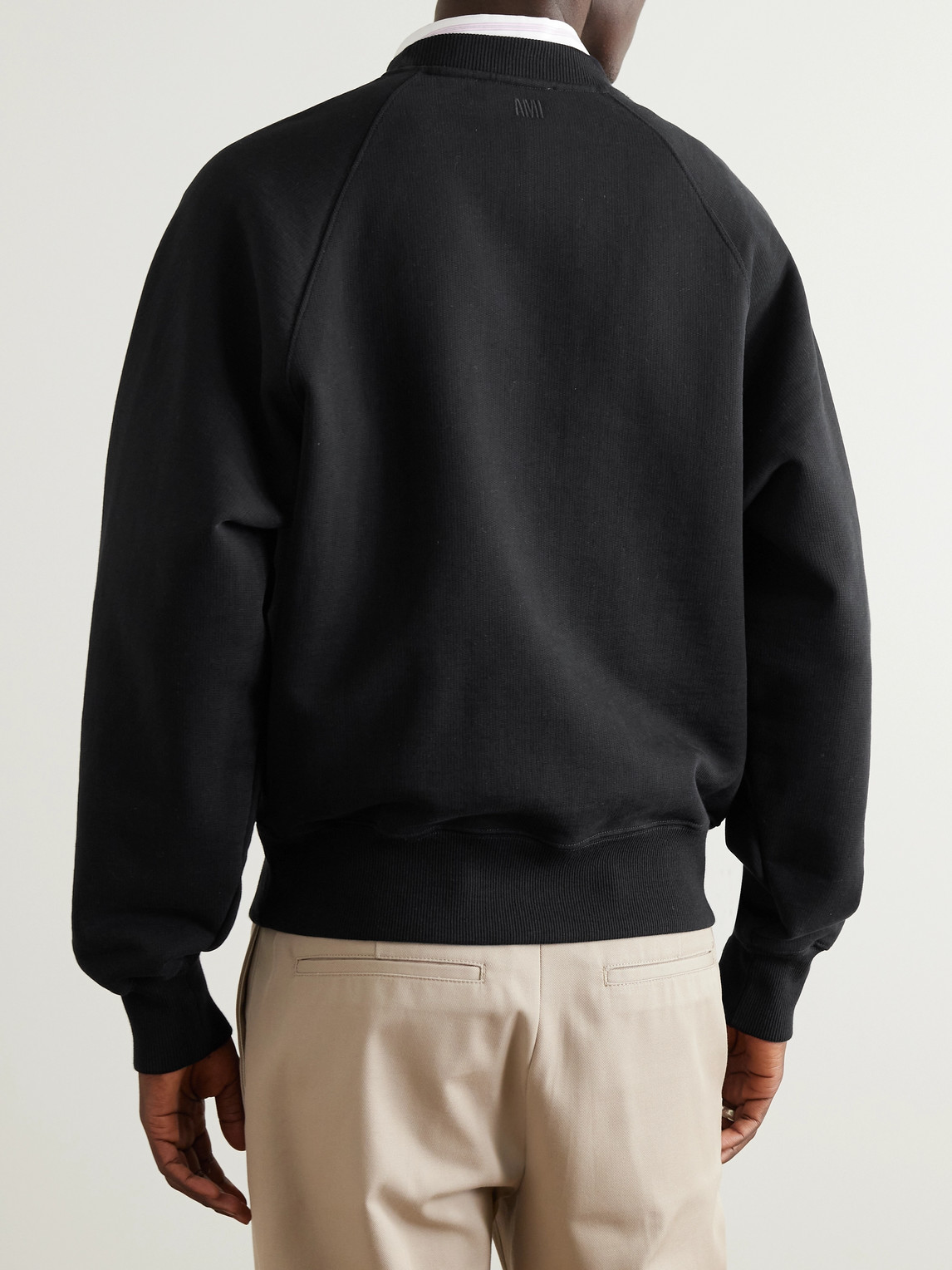 Shop Ami Alexandre Mattiussi Logo-embroidered Cotton-blend Jersey Sweatshirt In Black