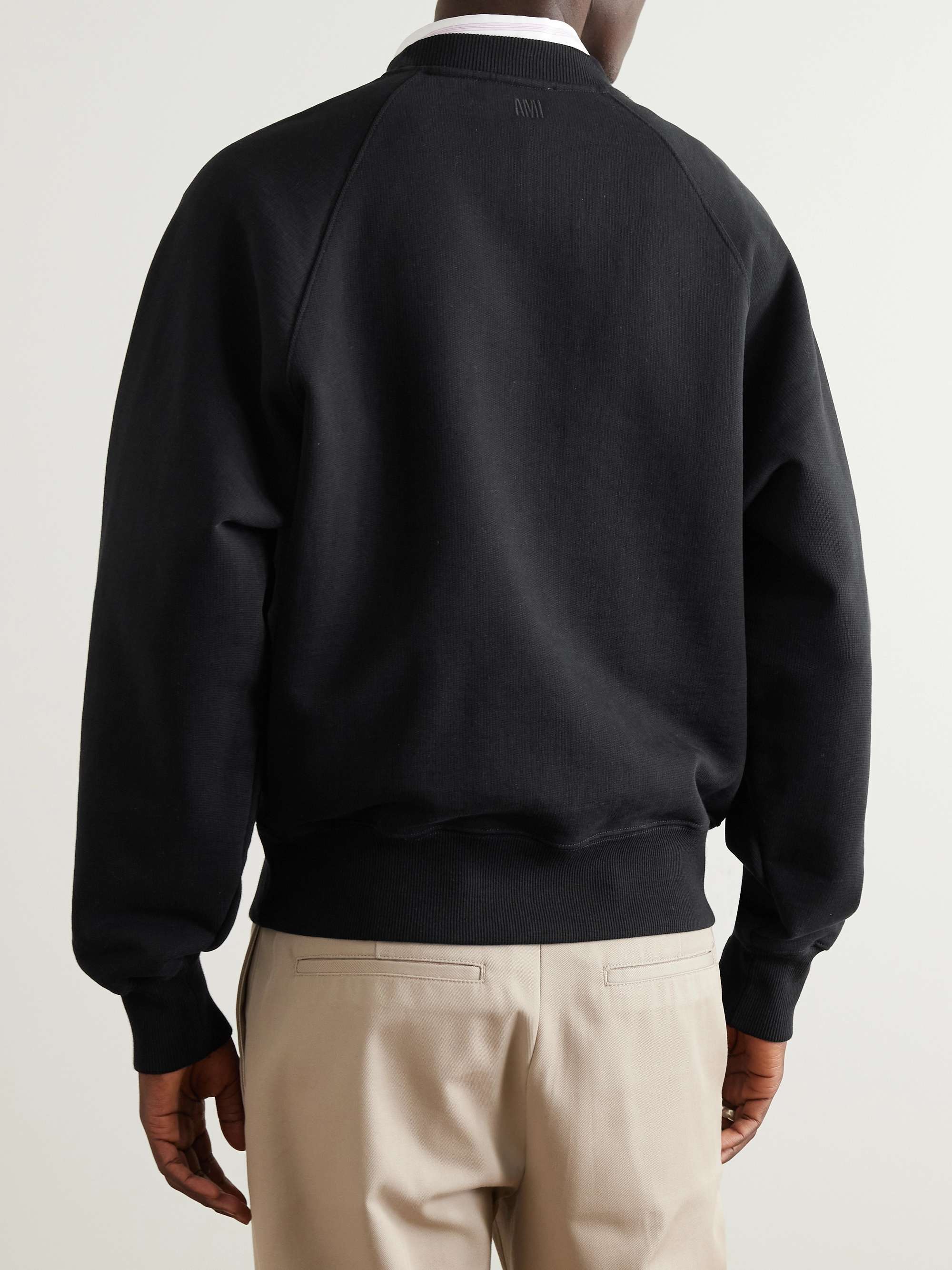 AMI PARIS Logo-Embroidered Cotton-Blend Jersey Sweatshirt for Men | MR ...