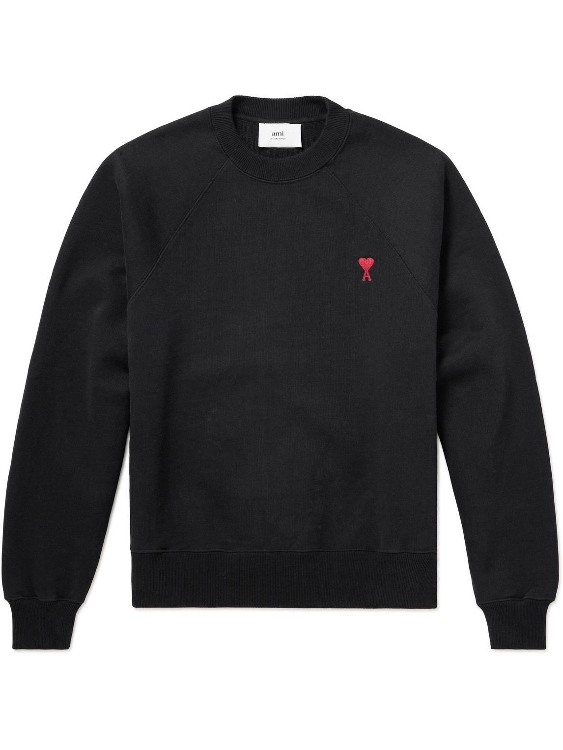 Ami Alexandre Mattiussi Logo-embroidered Cotton-blend Jersey Sweatshirt In Black