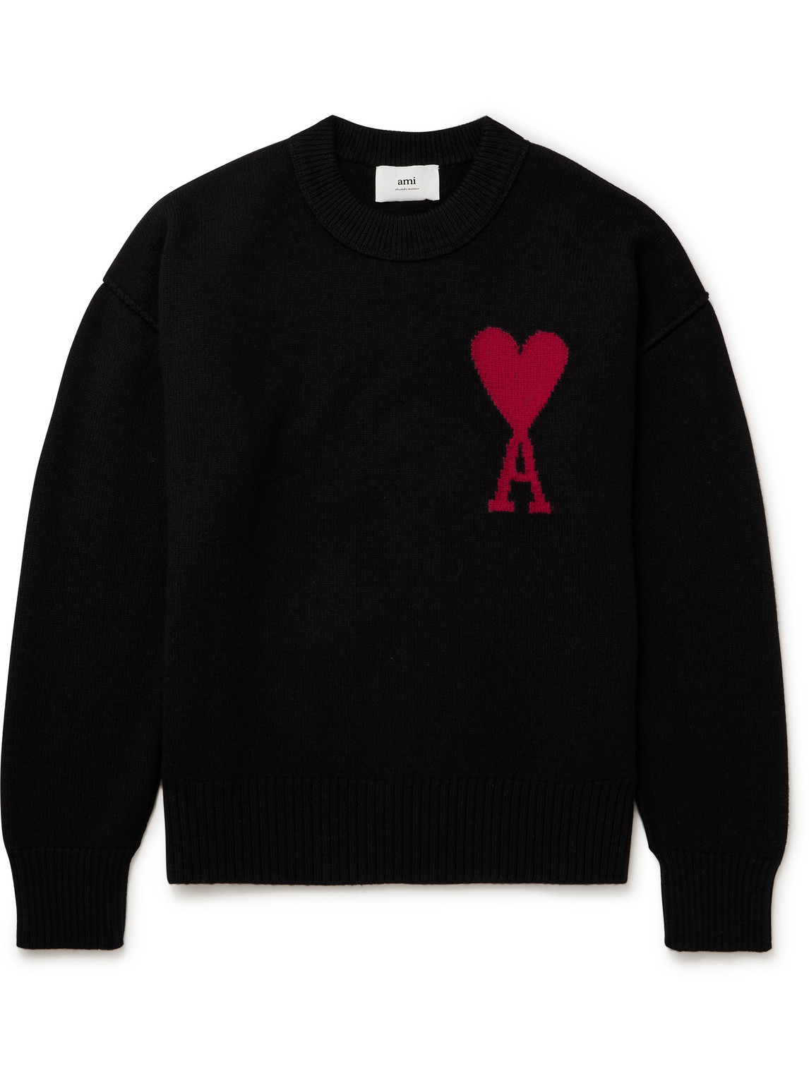 Ami Alexandre Mattiussi Ami Paris Ami Paris De Coeur Wool Cardigan In Black