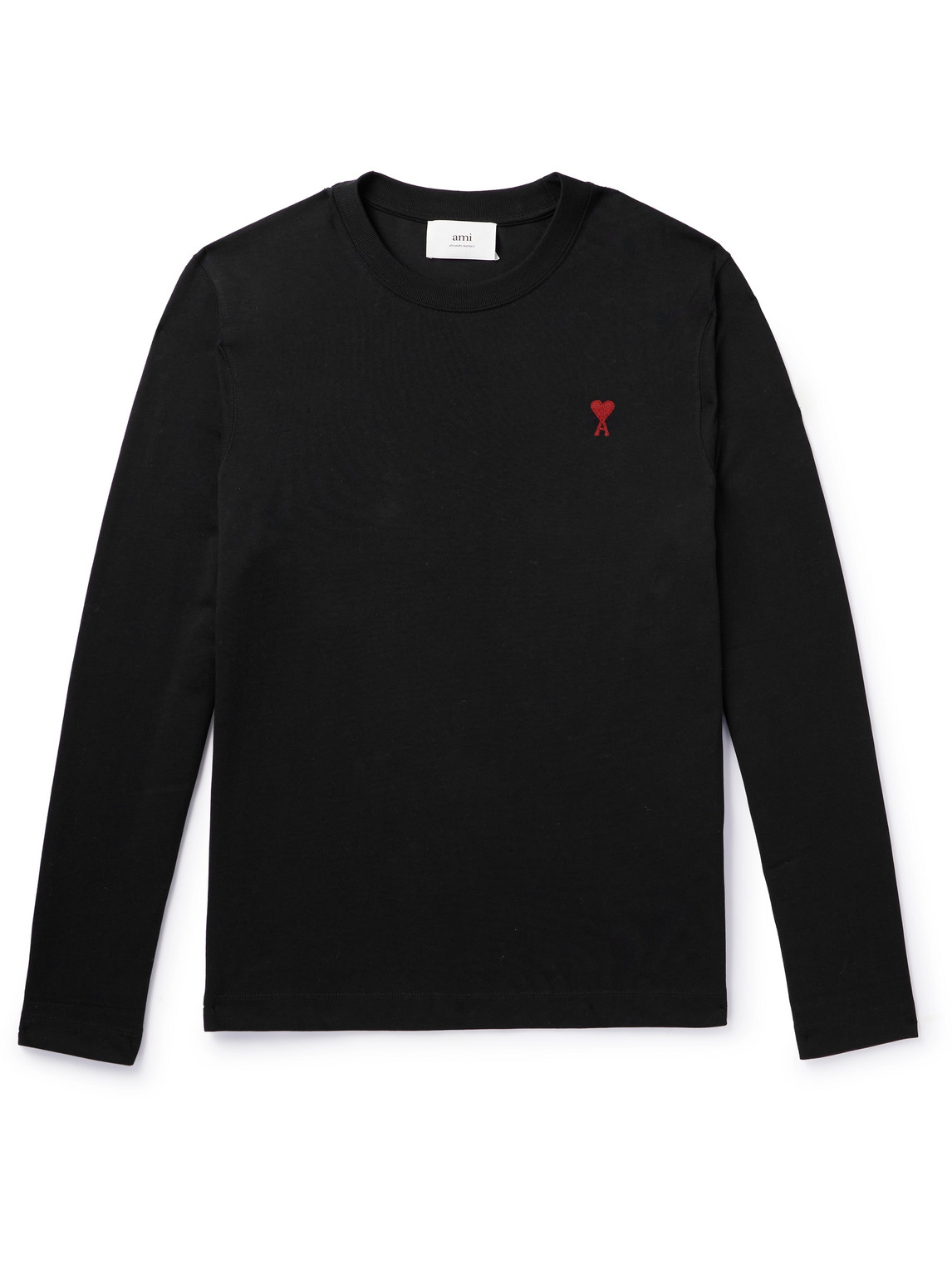 Ami Alexandre Mattiussi Logo-embroidered Organic Cotton-jersey T-shirt In Black