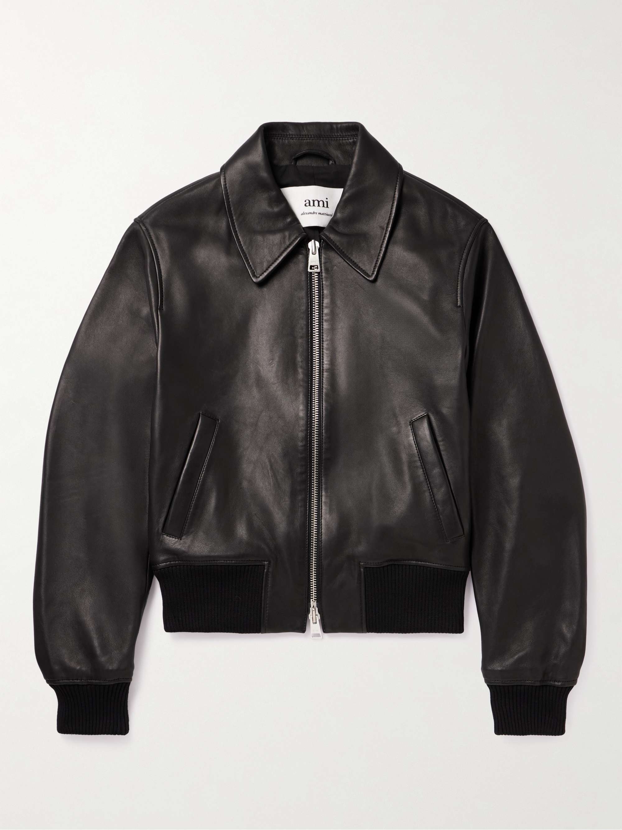 AMI PARIS Full-Grain Leather Jacket for Men | MR PORTER