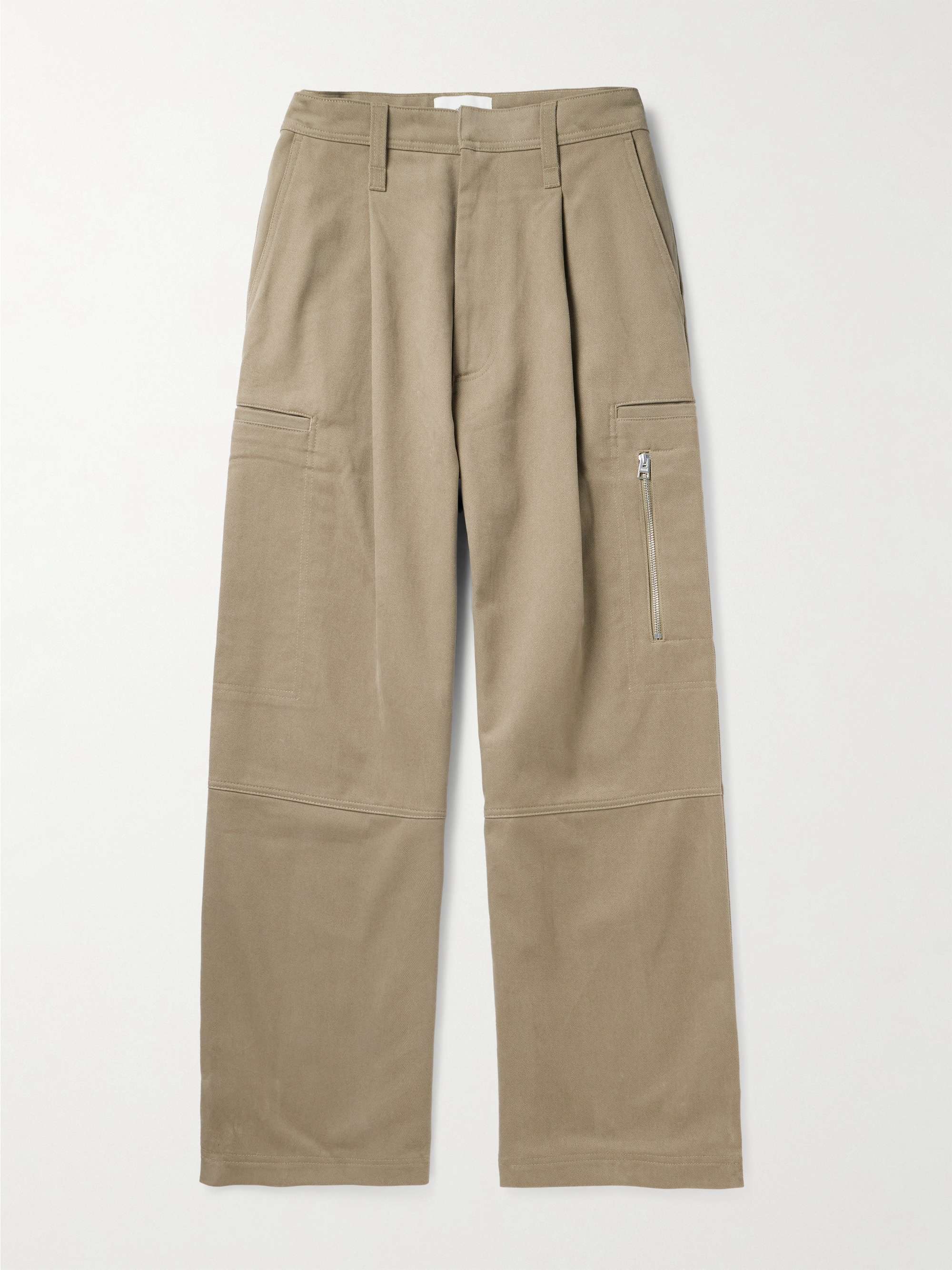 AMI PARIS Wide-Leg Pleated Cotton-Twill Cargo Trousers for Men | MR PORTER