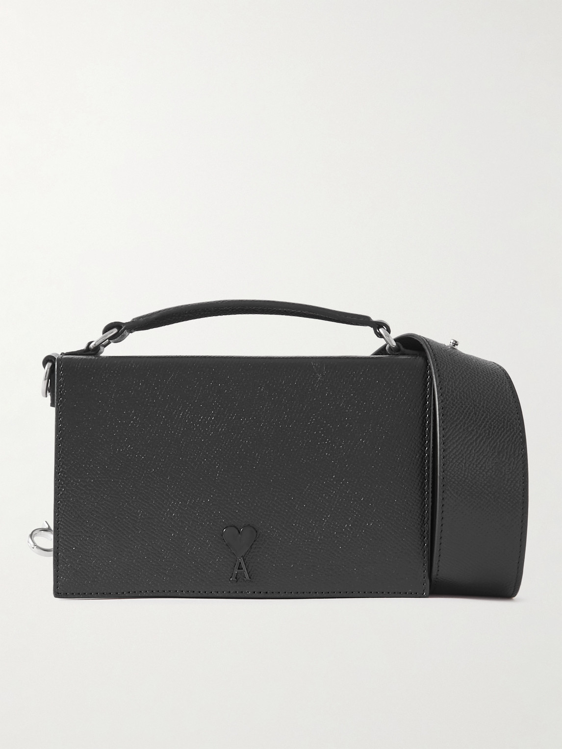 Ami Alexandre Mattiussi Adc Full-grain Leather Messenger Bag In Black