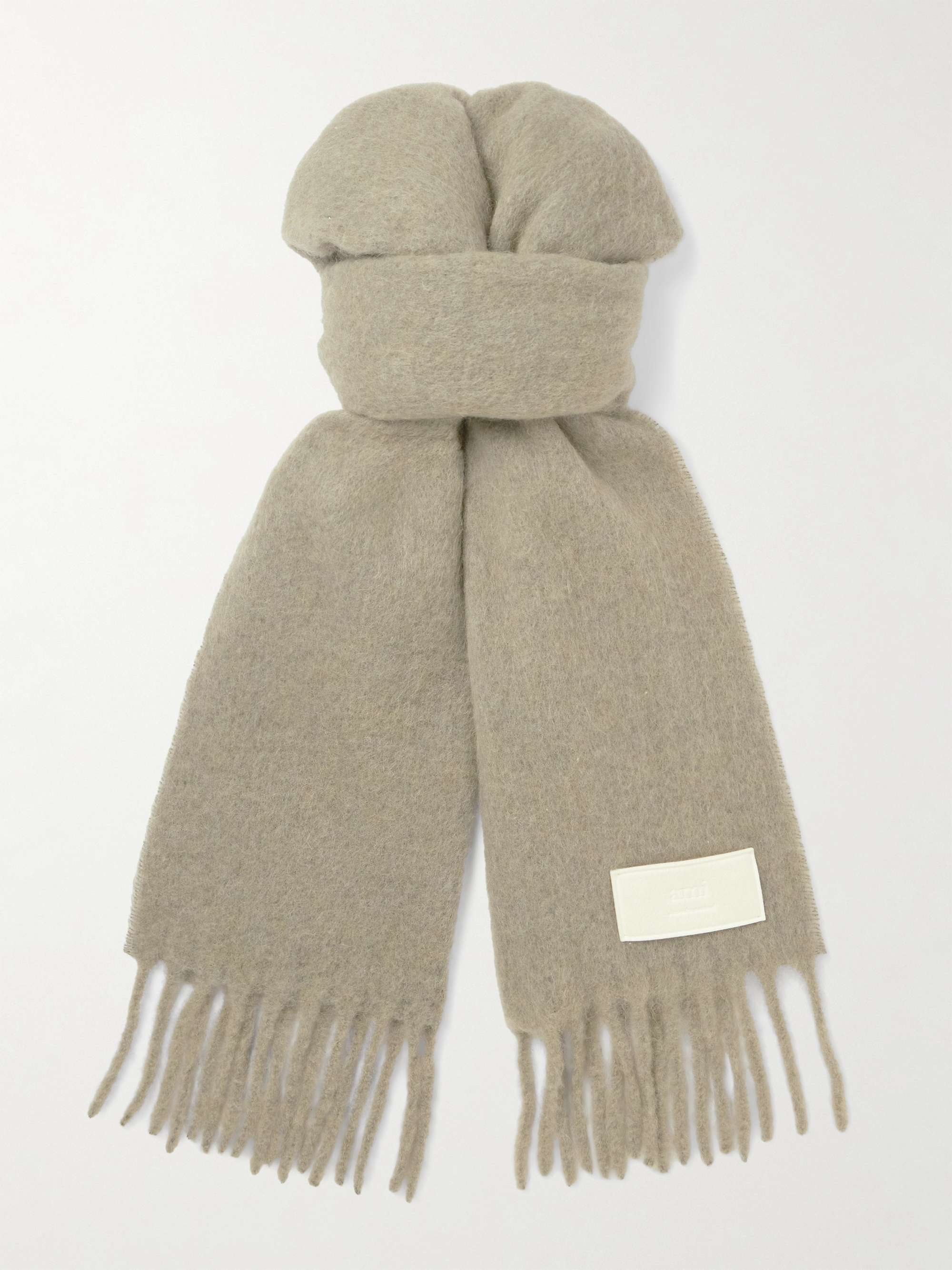 JACQUEMUS Fringed jacquard-knit wool scarf