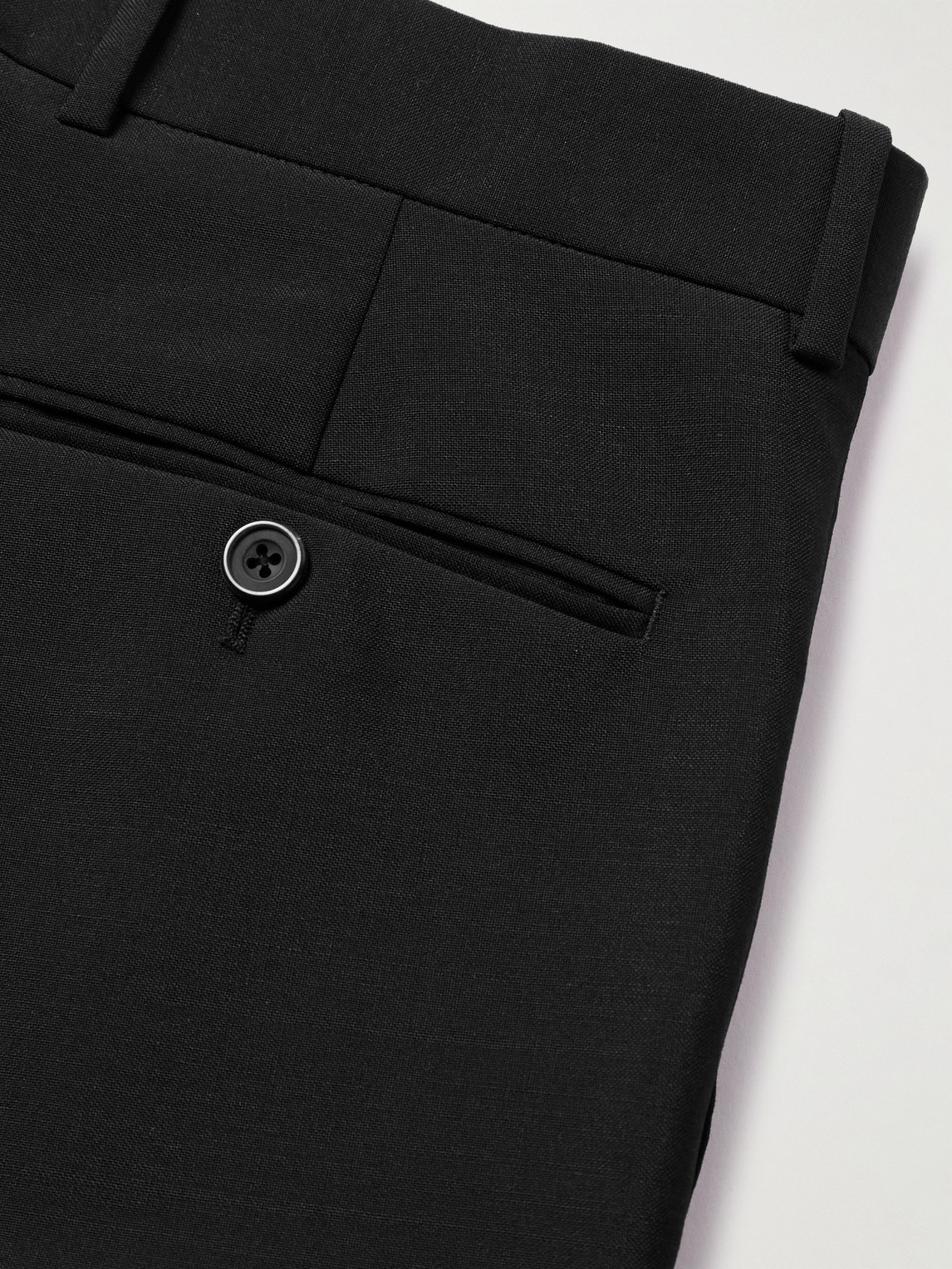 Alexander Mcqueen Slim-fit Pleated Wool And Mohair-blend Suit Trousers In Black