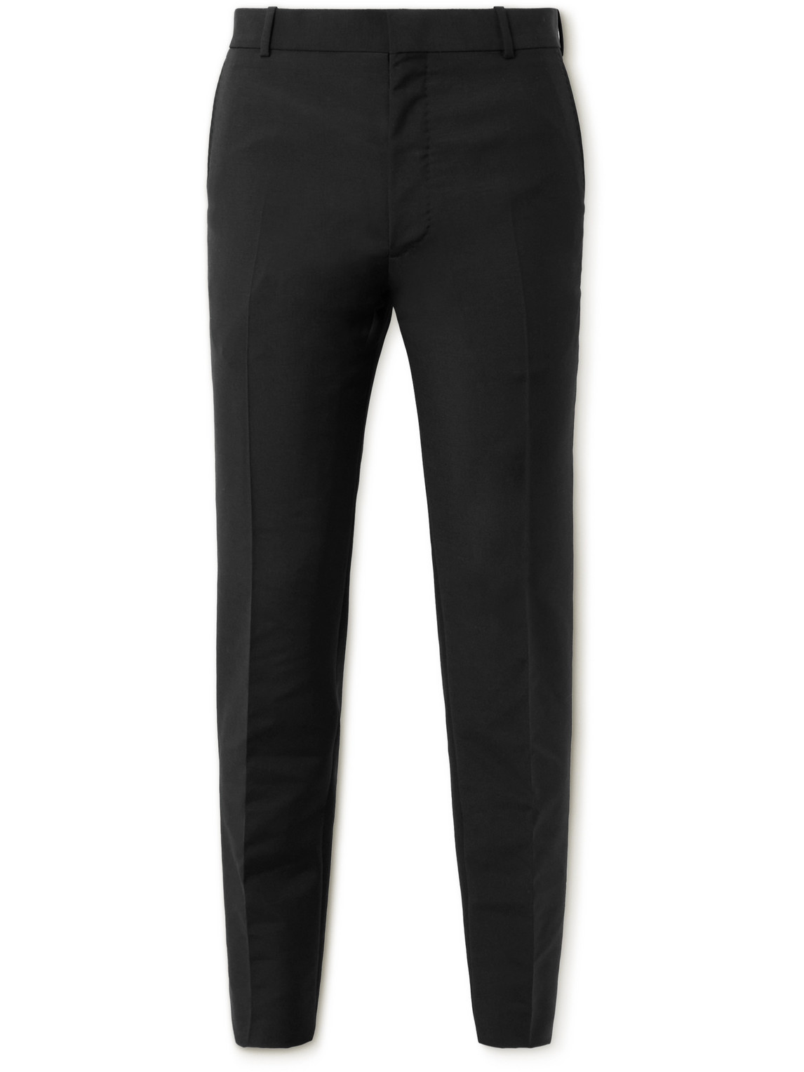Alexander Mcqueen Slim-fit Pleated Wool And Mohair-blend Suit Trousers In Black