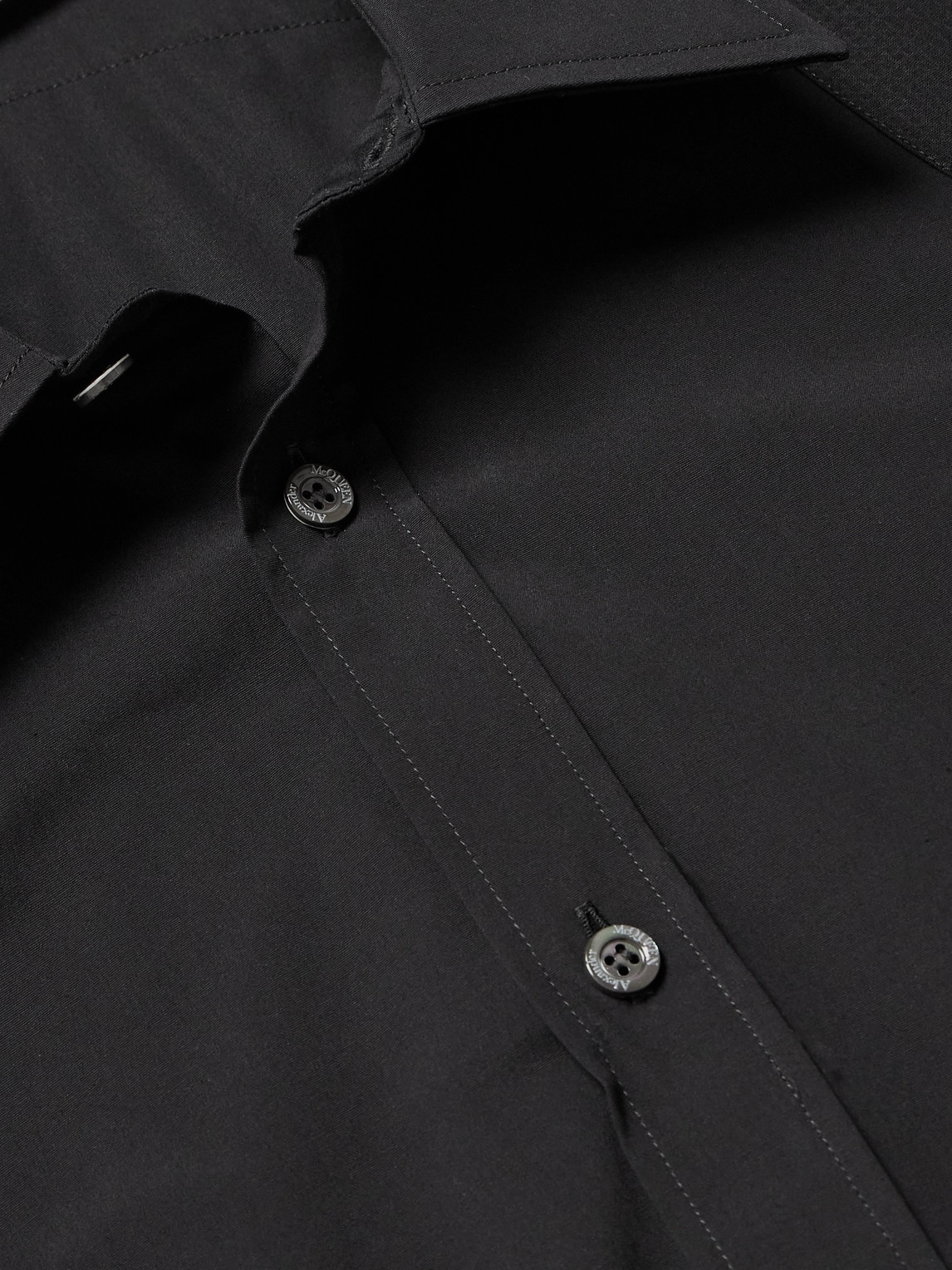 Shop Alexander Mcqueen Harness-detailed Cotton-blend Poplin Shirt In Black