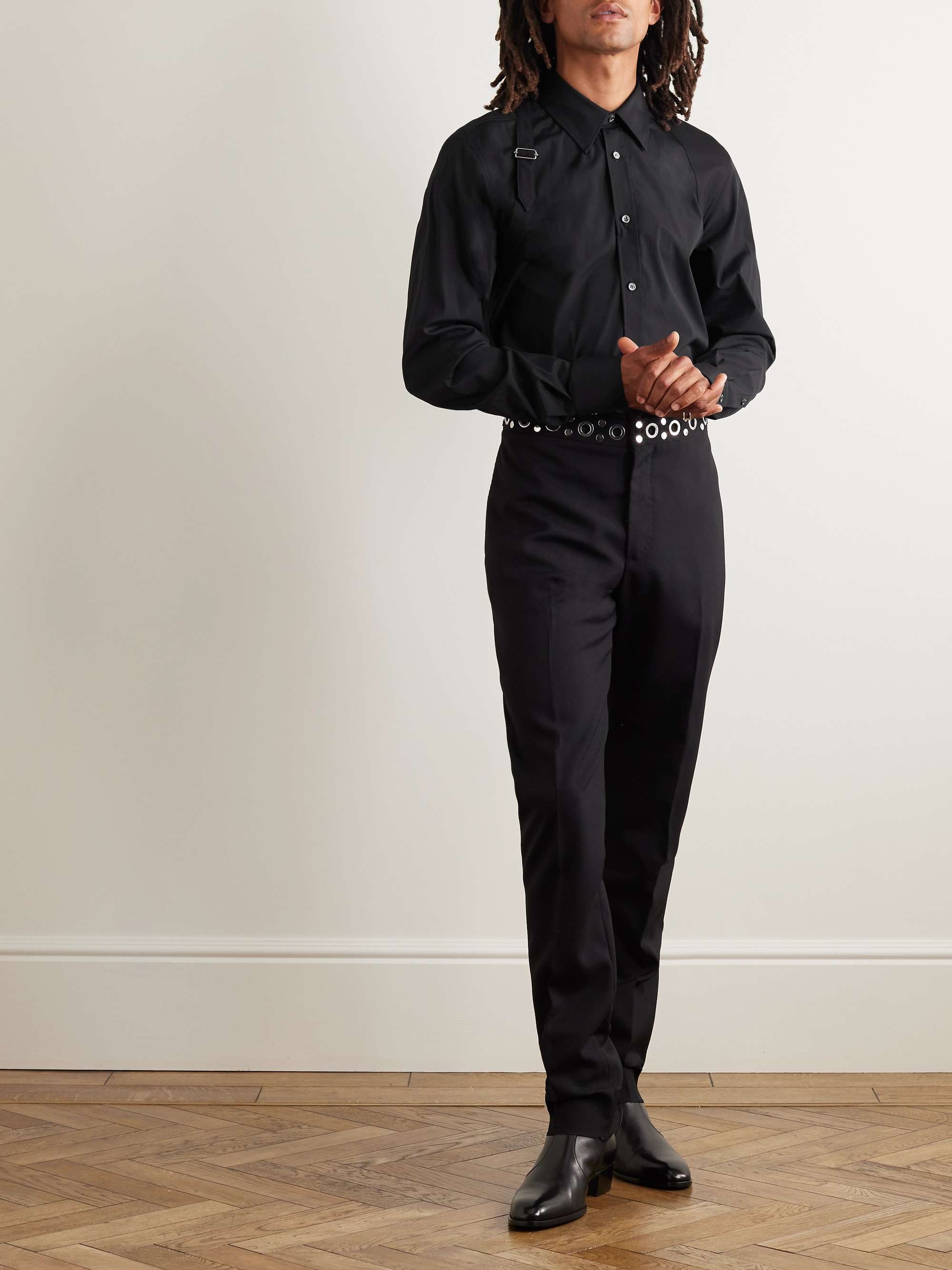 ALEXANDER MCQUEEN Slim-Fit Harness-Detailed Stretch-Cotton Shirt